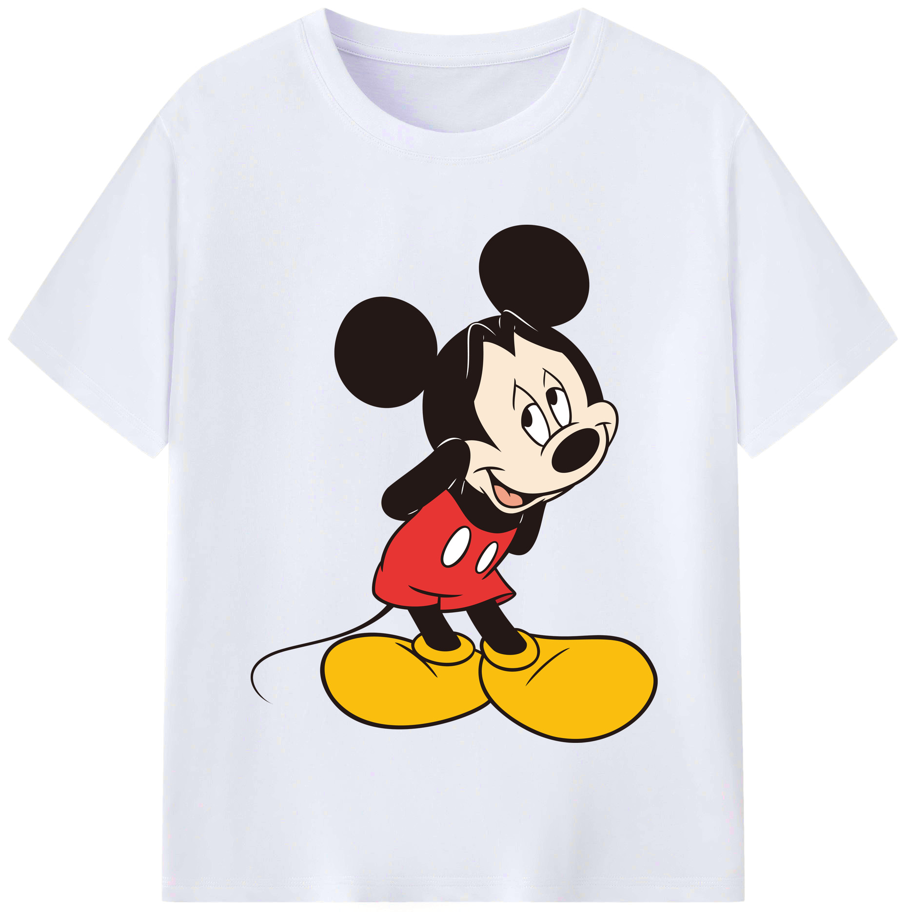 （画像用） ミッキーマウス Mickey Mouse レディースカジュアルプリントTシャツ（綿100％）