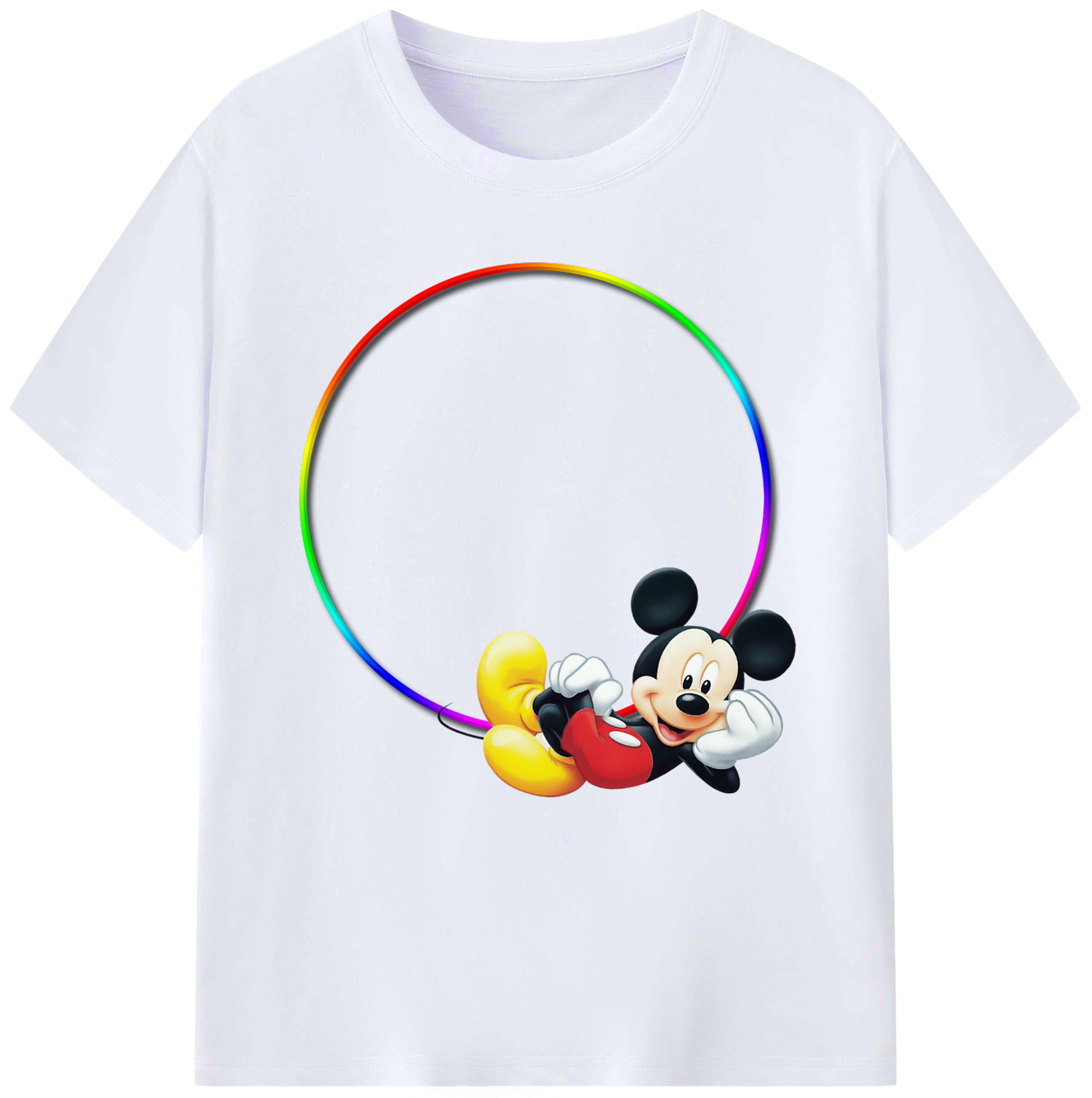 （画像用） ミッキーマウス Mickey Mouse レディースカジュアルプリントTシャツ（綿100％）