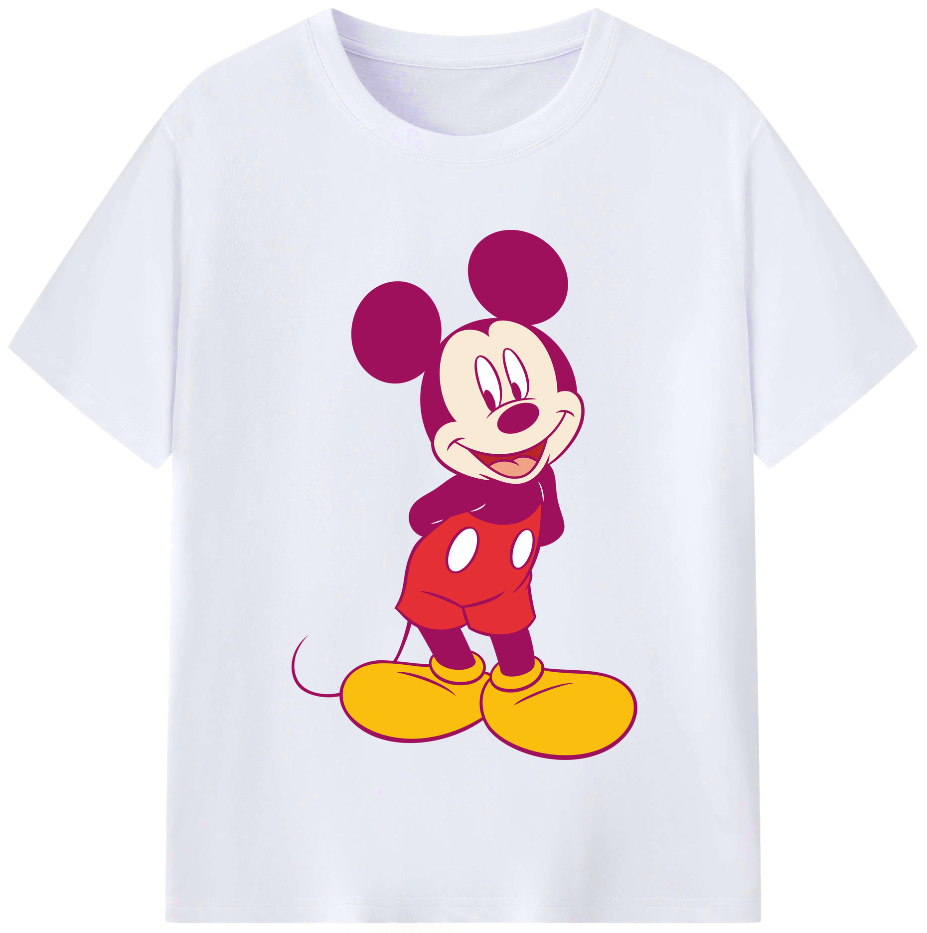 （画像用） ミッキーマウス Mickey Mouse レディースカジュアルプリントTシャツ（綿100％）