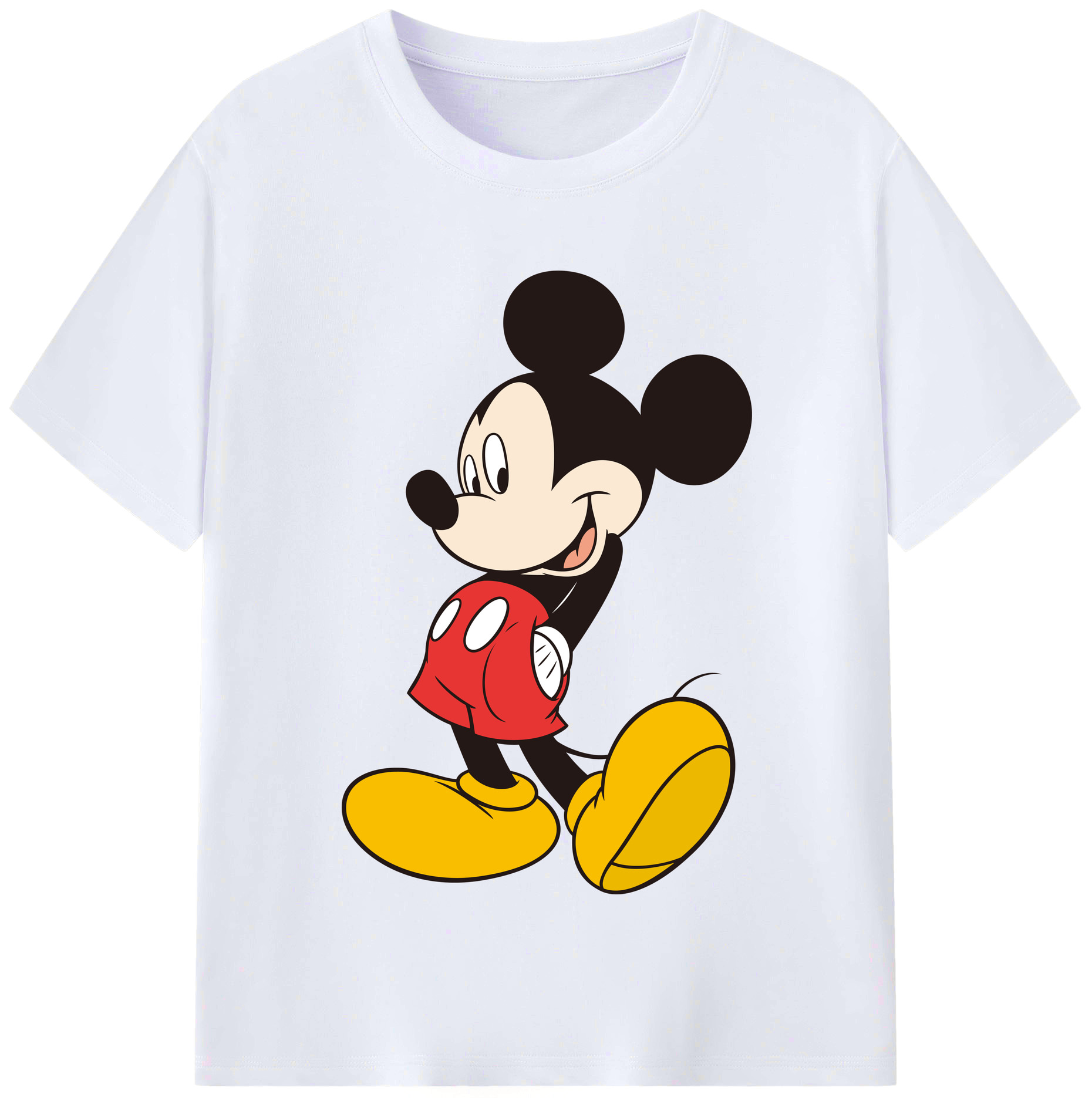（画像用） ミッキーマウス Mickey Mouse レディースカジュアルプリントTシャツ（綿100％）