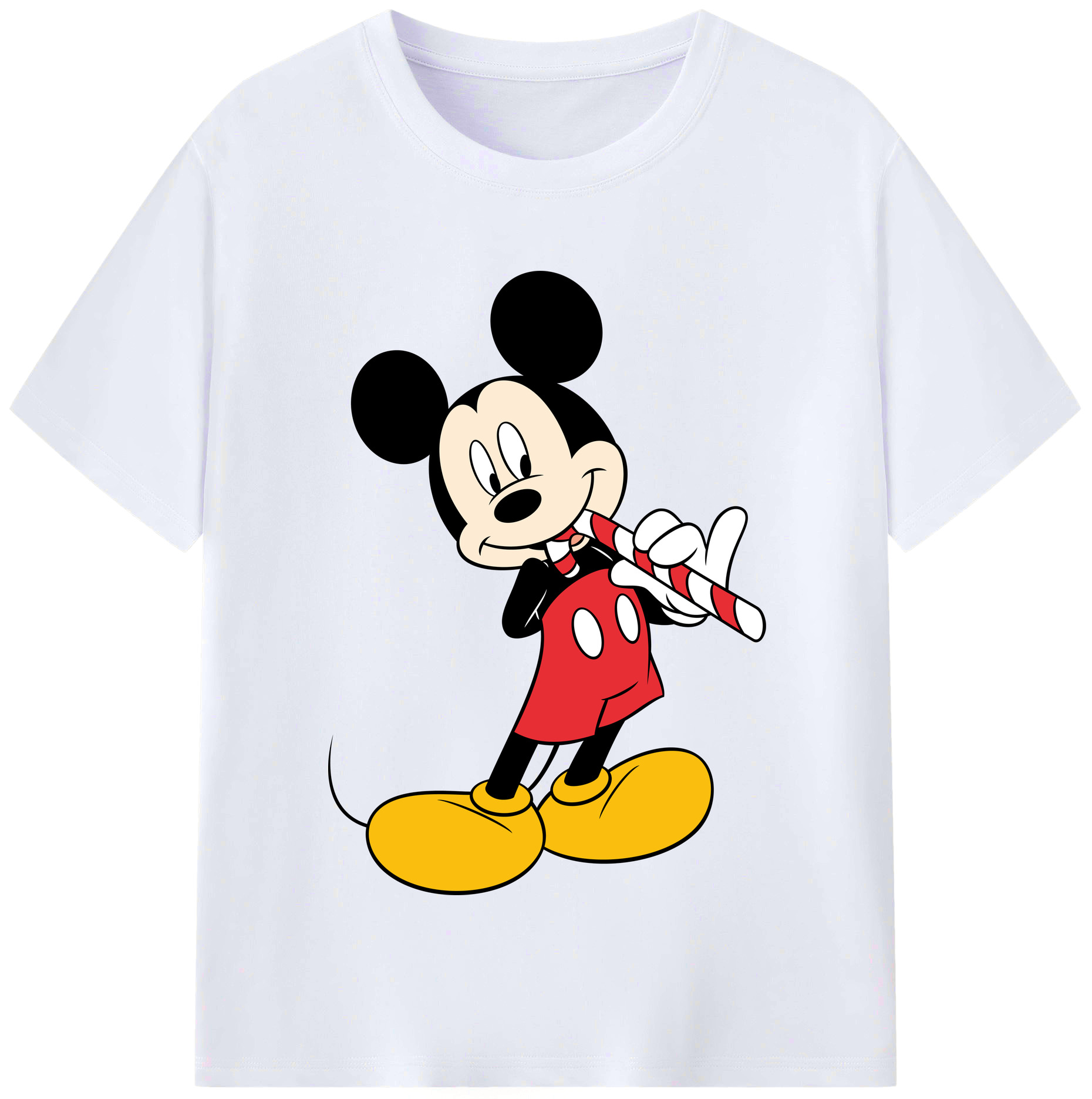 （画像用） ミッキーマウス Mickey Mouse レディースカジュアルプリントTシャツ（綿100％）