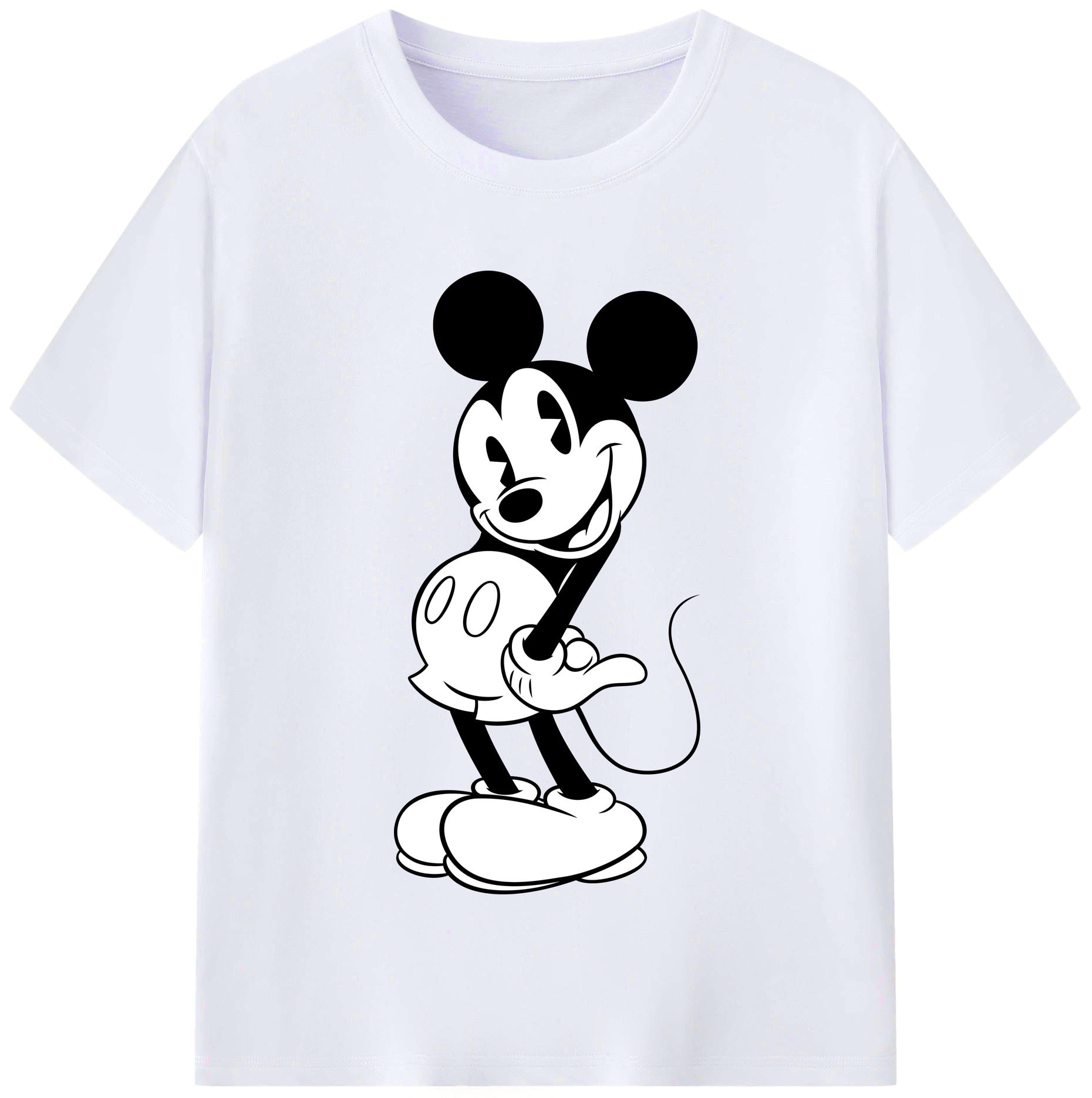 （画像用） ミッキーマウス Mickey Mouse レディースカジュアルプリントTシャツ（綿100％）