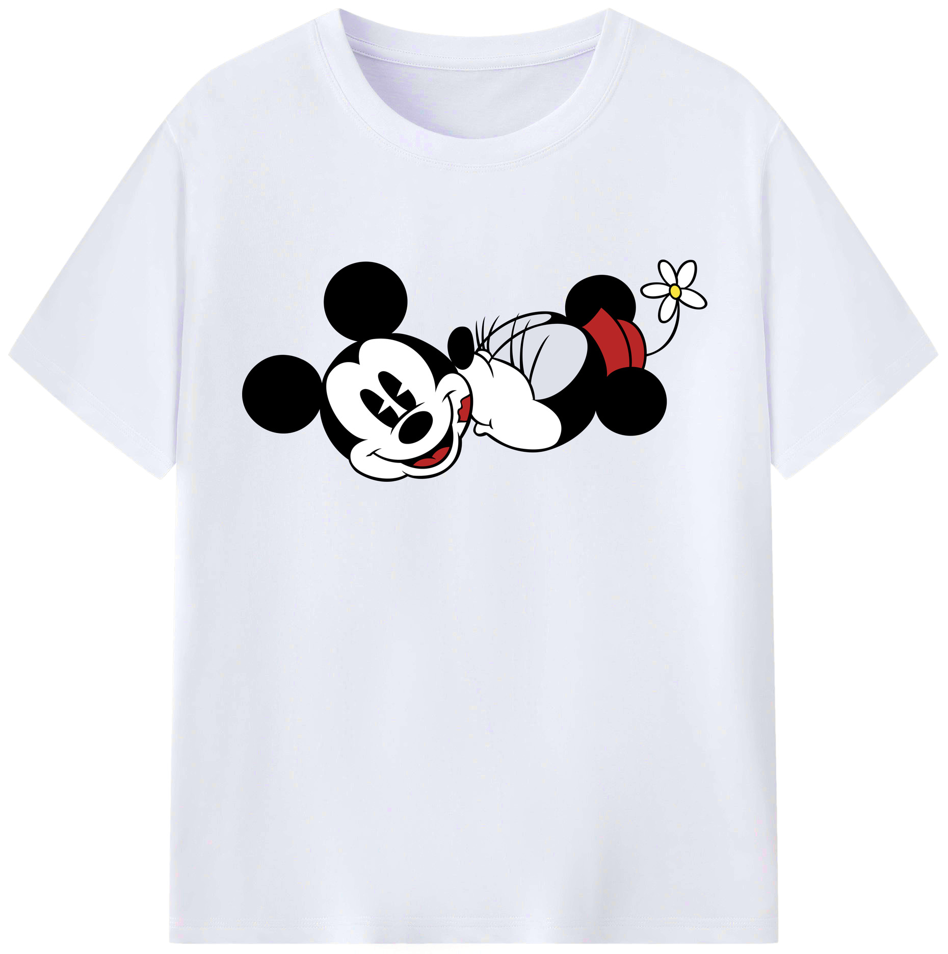 （画像用） ミッキーマウス Mickey Mouse レディースカジュアルプリントTシャツ（綿100％）