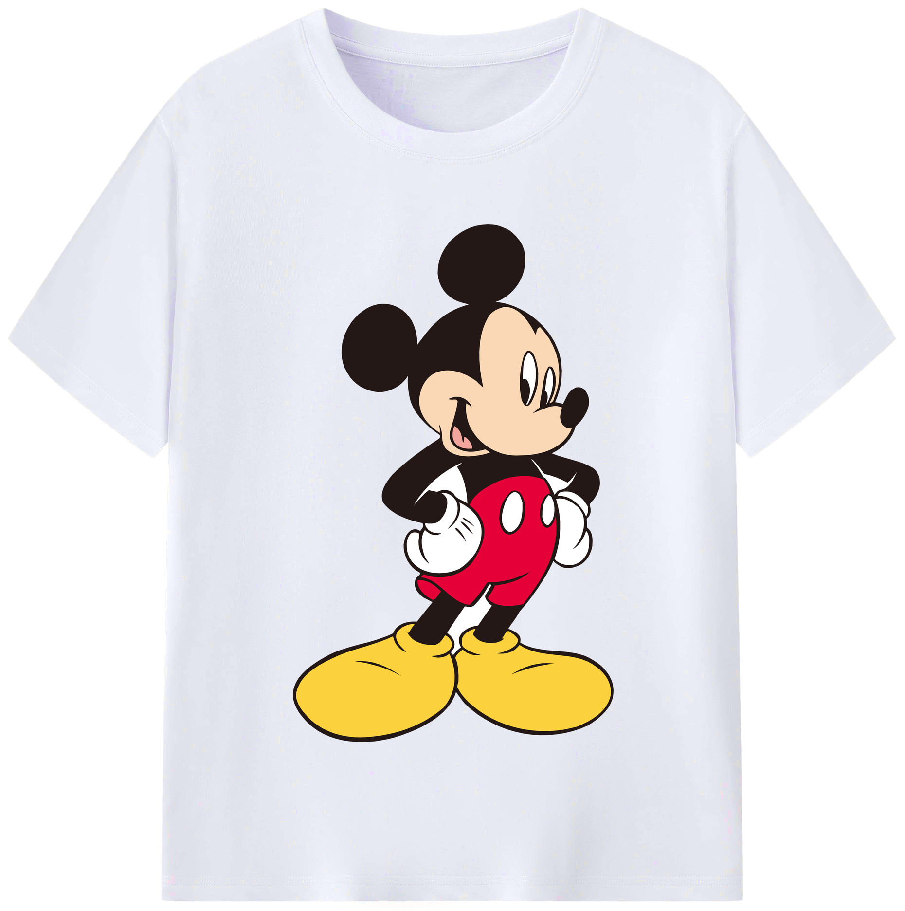 （画像用） ミッキーマウス Mickey Mouse レディースカジュアルプリントTシャツ（綿100％）