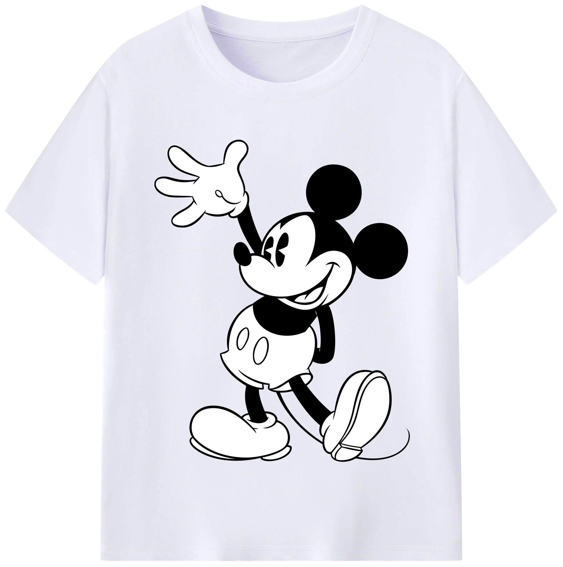 （画像用） ミッキーマウス Mickey Mouse レディースカジュアルプリントTシャツ（綿100％）