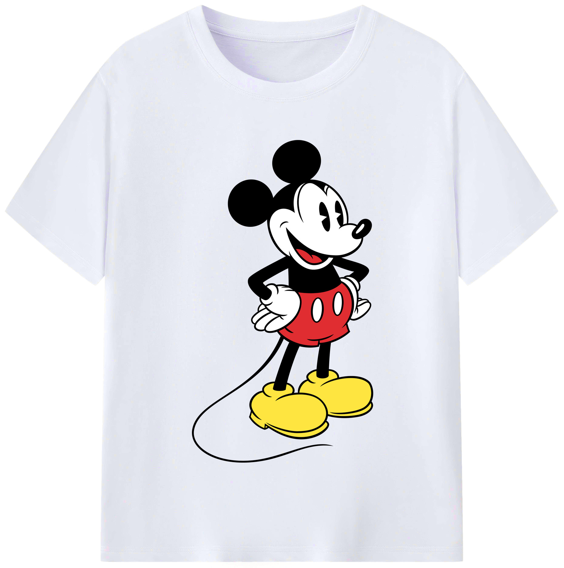 （画像用） ミッキーマウス Mickey Mouse レディースカジュアルプリントTシャツ（綿100％）