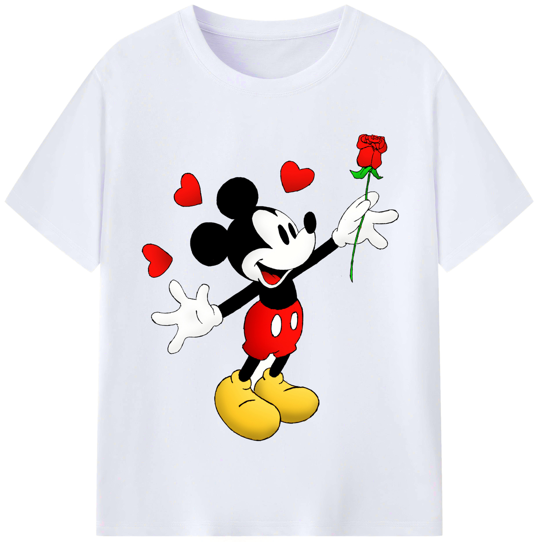 （画像用） ミッキーマウス Mickey Mouse レディースカジュアルプリントTシャツ（綿100％）