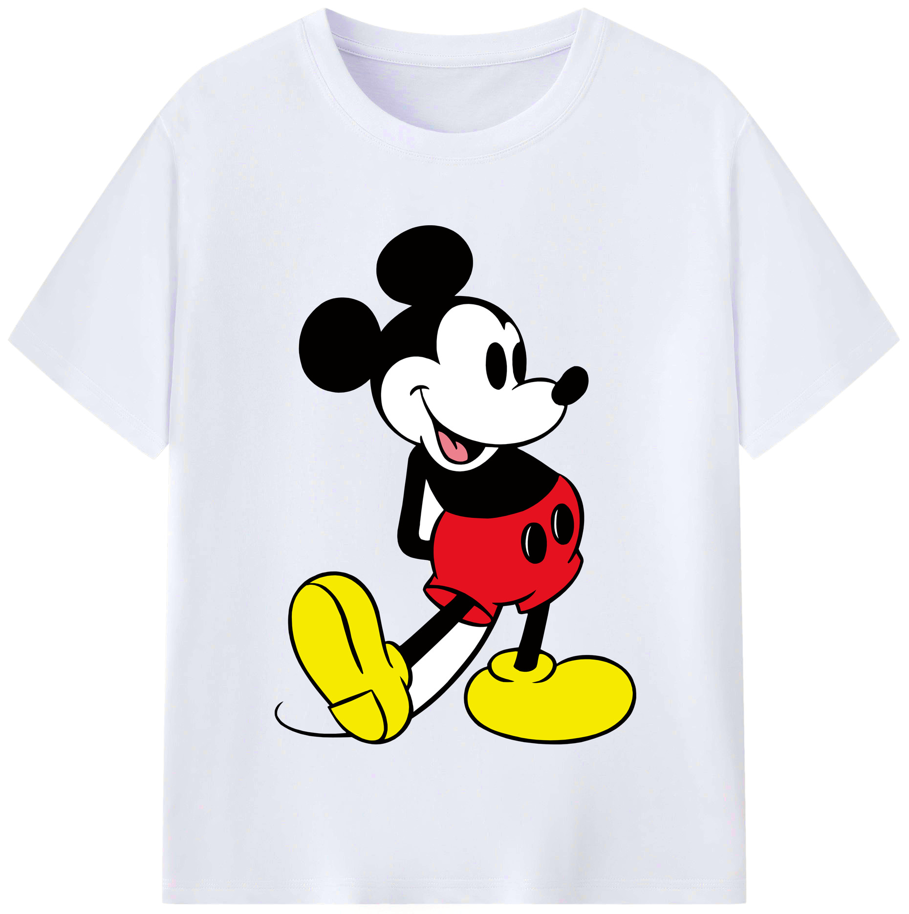（画像用） ミッキーマウス Mickey Mouse レディースカジュアルプリントTシャツ（綿100％）
