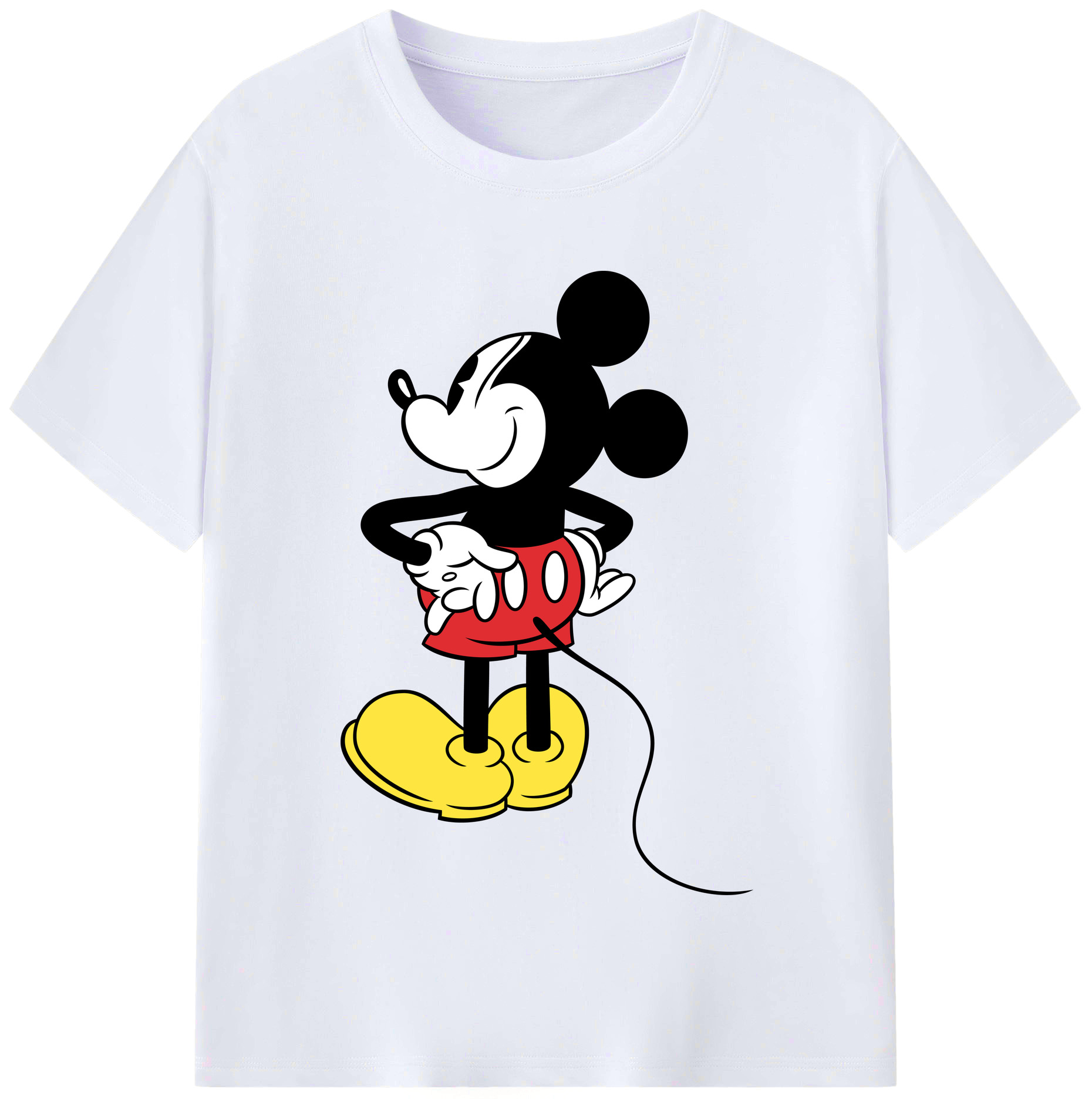 （画像用） ミッキーマウス Mickey Mouse レディースカジュアルプリントTシャツ（綿100％）