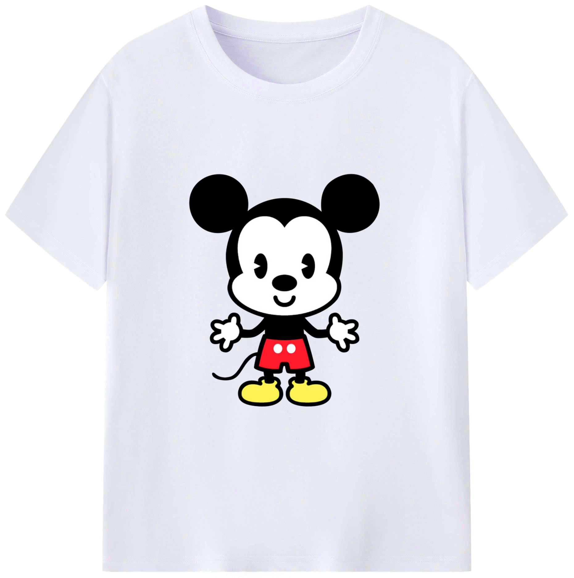 （画像用） ミッキーマウス Mickey Mouse レディースカジュアルプリントTシャツ（綿100％）