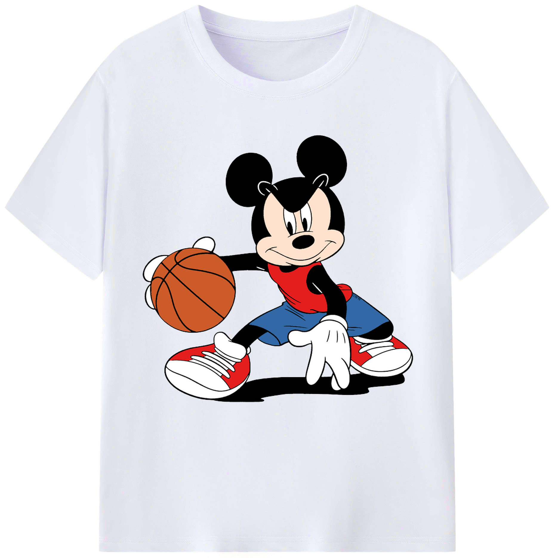 （画像用） ミッキーマウス Mickey Mouse レディースカジュアルプリントTシャツ（綿100％）