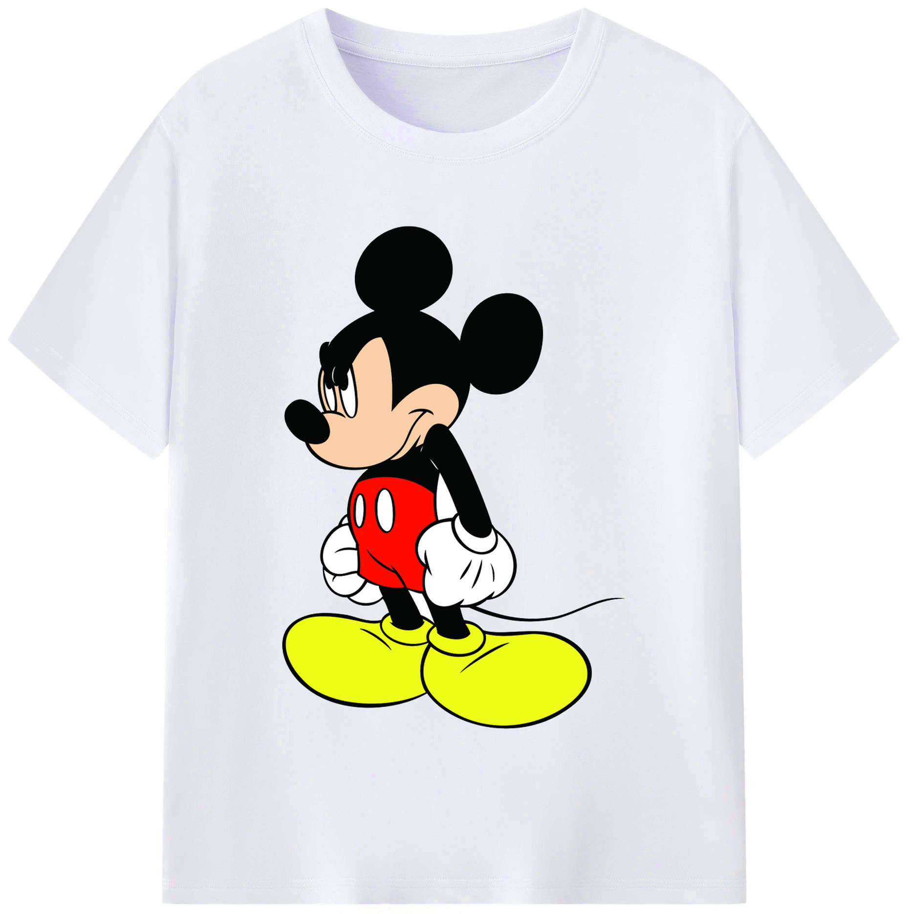 （画像用） ミッキーマウス Mickey Mouse レディースカジュアルプリントTシャツ（綿100％）