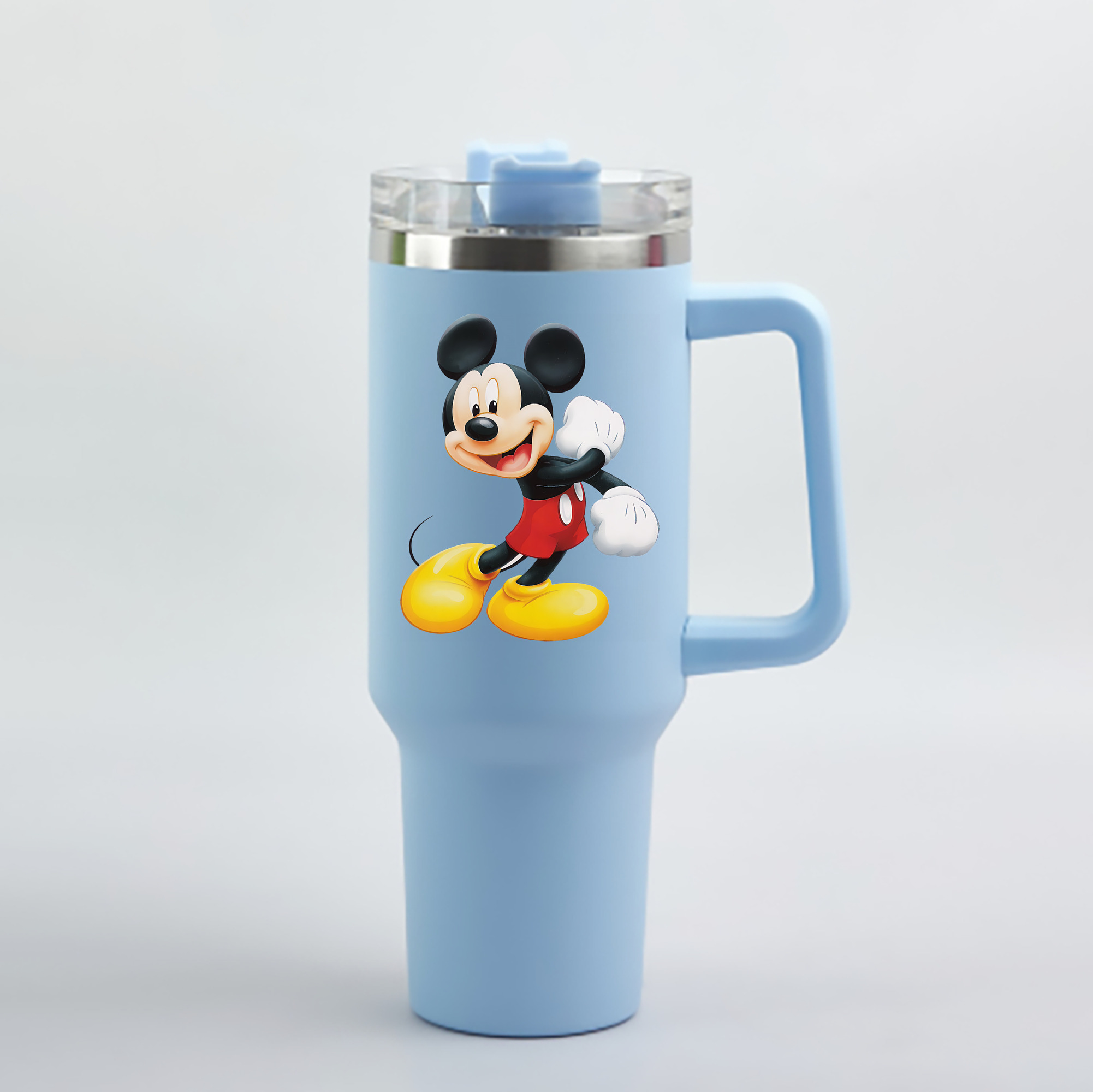 （画像用） ミッキーマウス Mickey Mouse 1200mL車用タンブラー - クリスタルステッカー（プラスチックストロー付き）