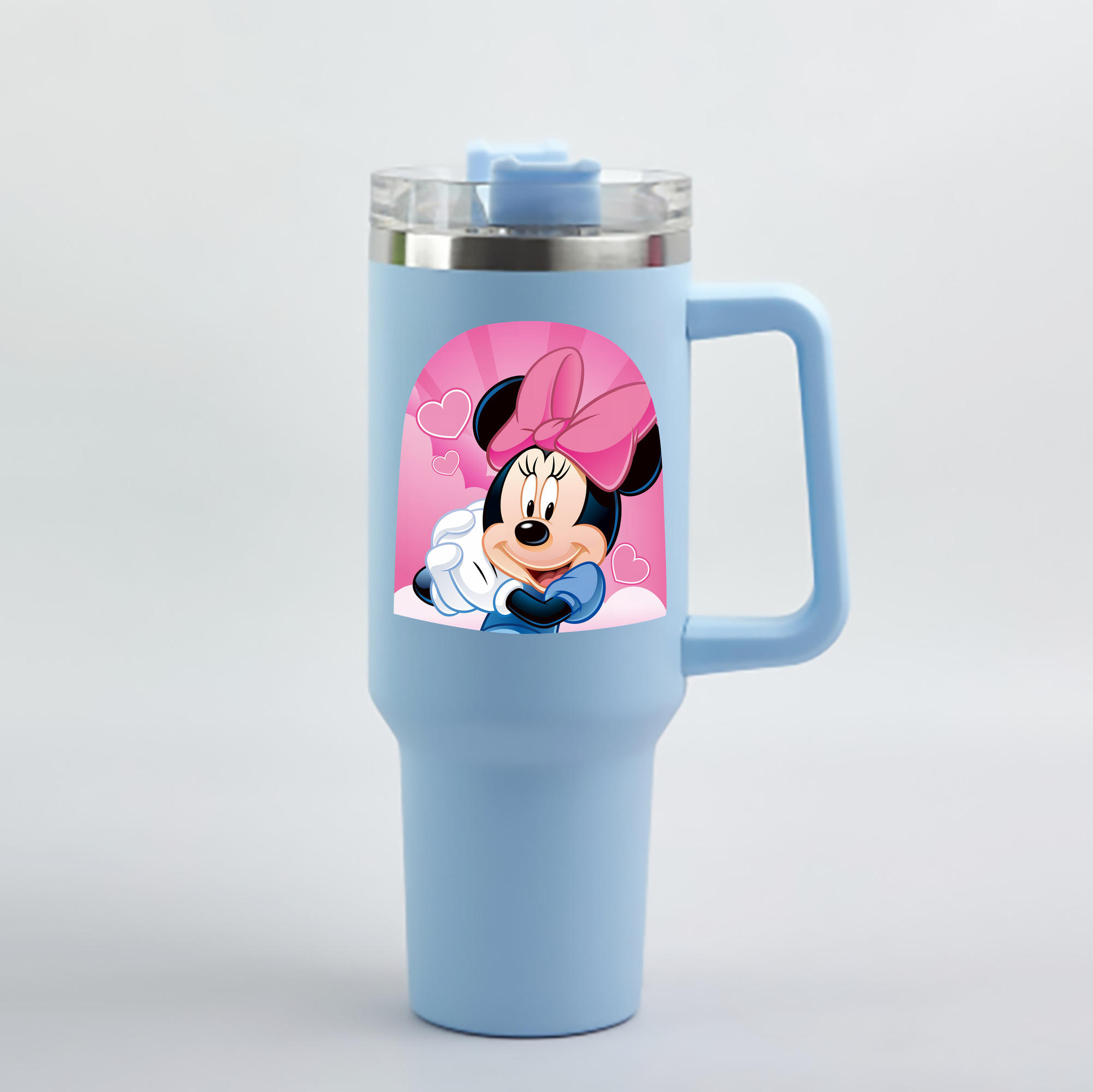 （画像用） ミッキーマウス Mickey Mouse 1200mL車用タンブラー - クリスタルステッカー（プラスチックストロー付き）