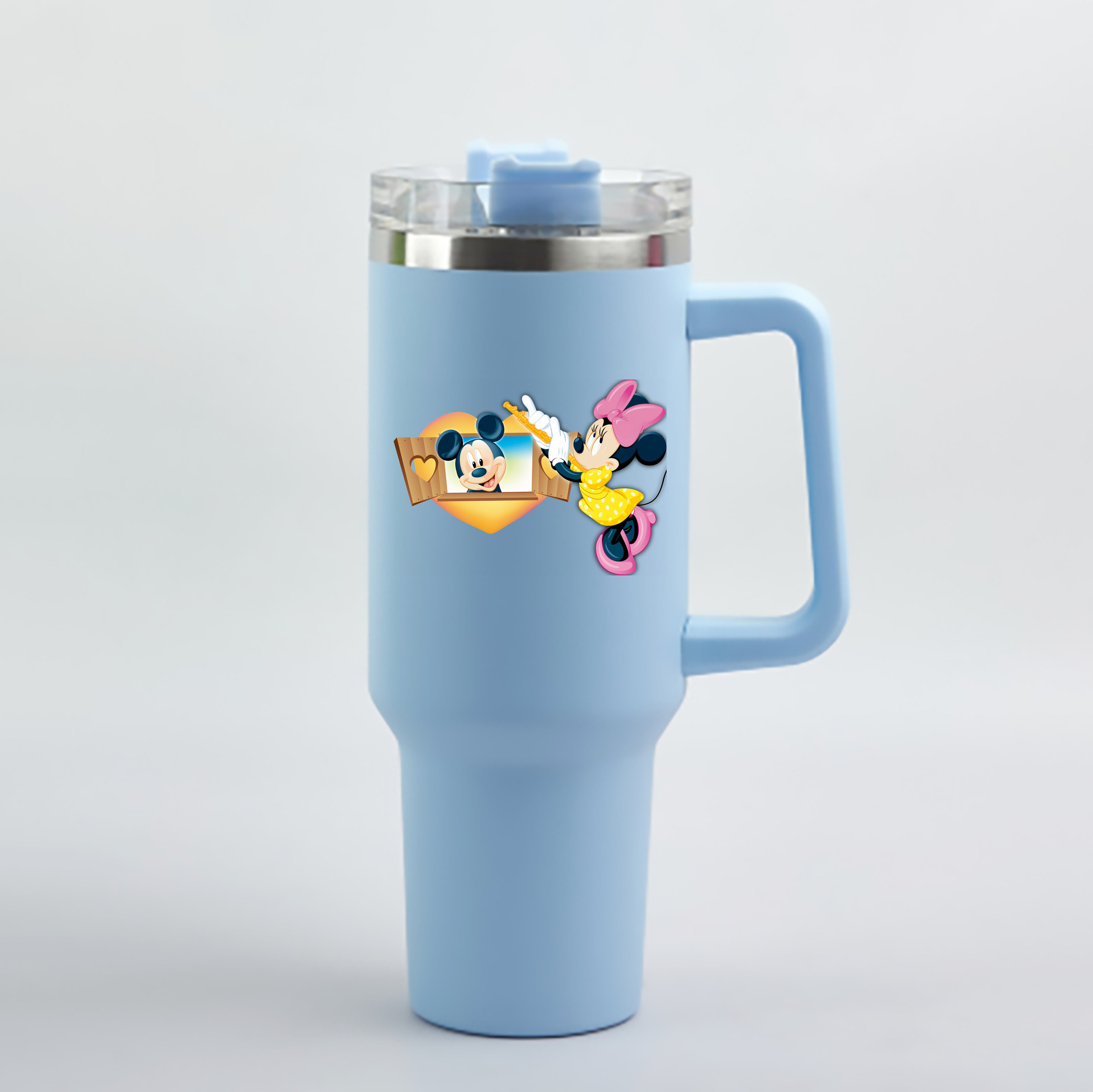 （画像用） ミッキーマウス Mickey Mouse 1200mL車用タンブラー - クリスタルステッカー（プラスチックストロー付き）