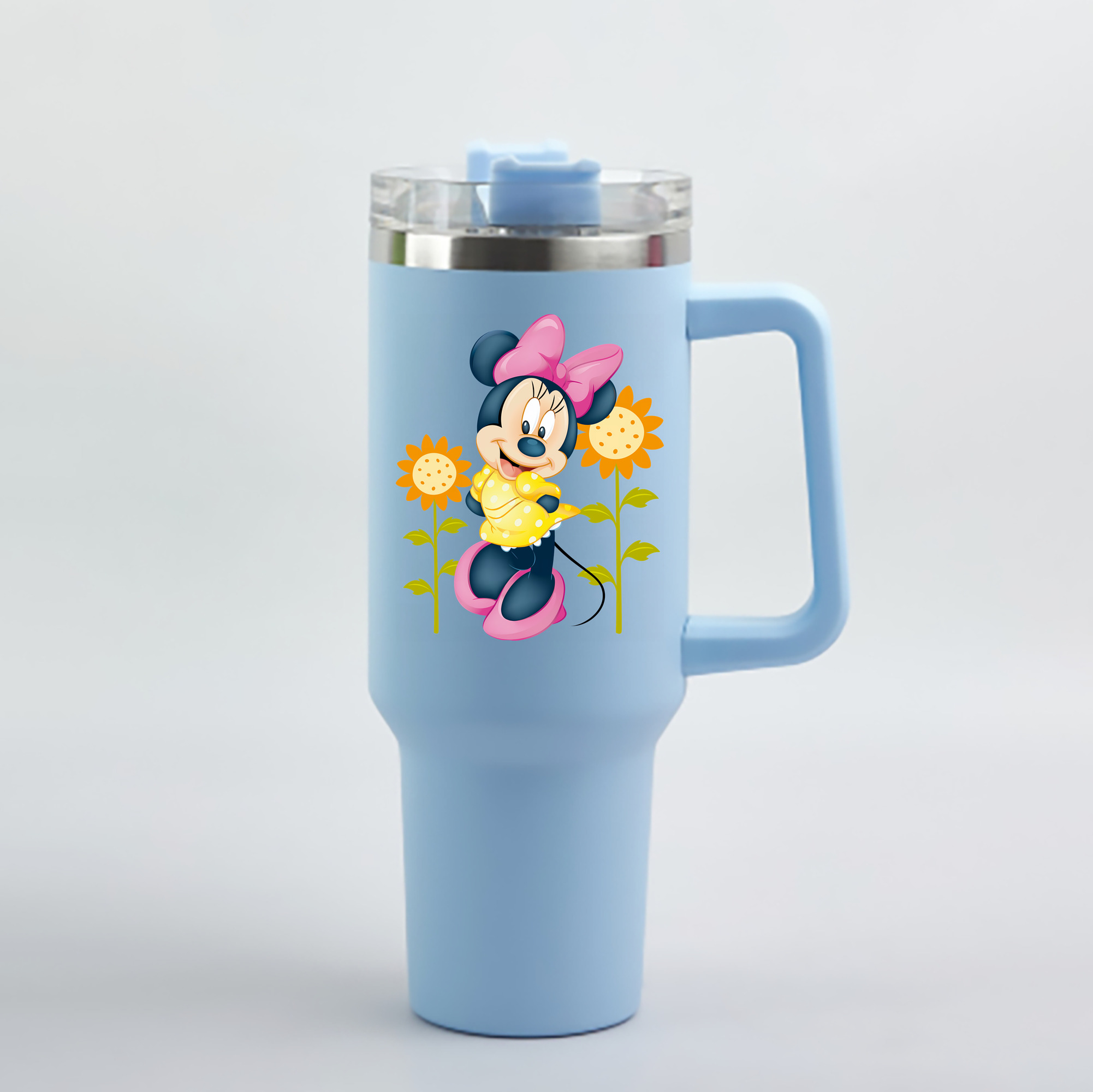 （画像用） ミッキーマウス Mickey Mouse 1200mL車用タンブラー - クリスタルステッカー（プラスチックストロー付き）