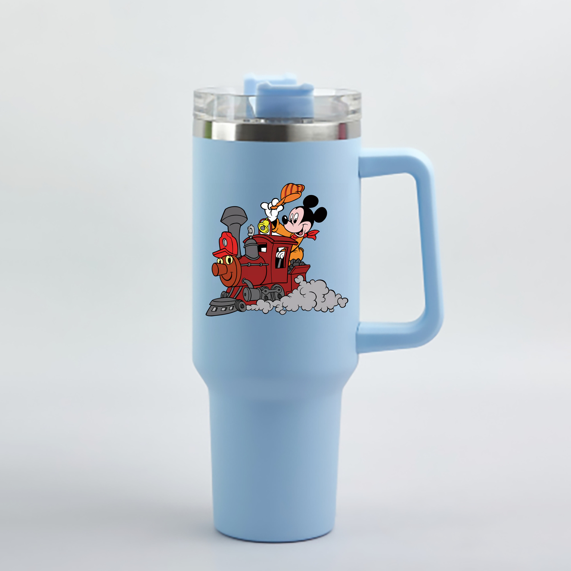 （画像用） ミッキーマウス Mickey Mouse 1200mL車用タンブラー - クリスタルステッカー（プラスチックストロー付き）