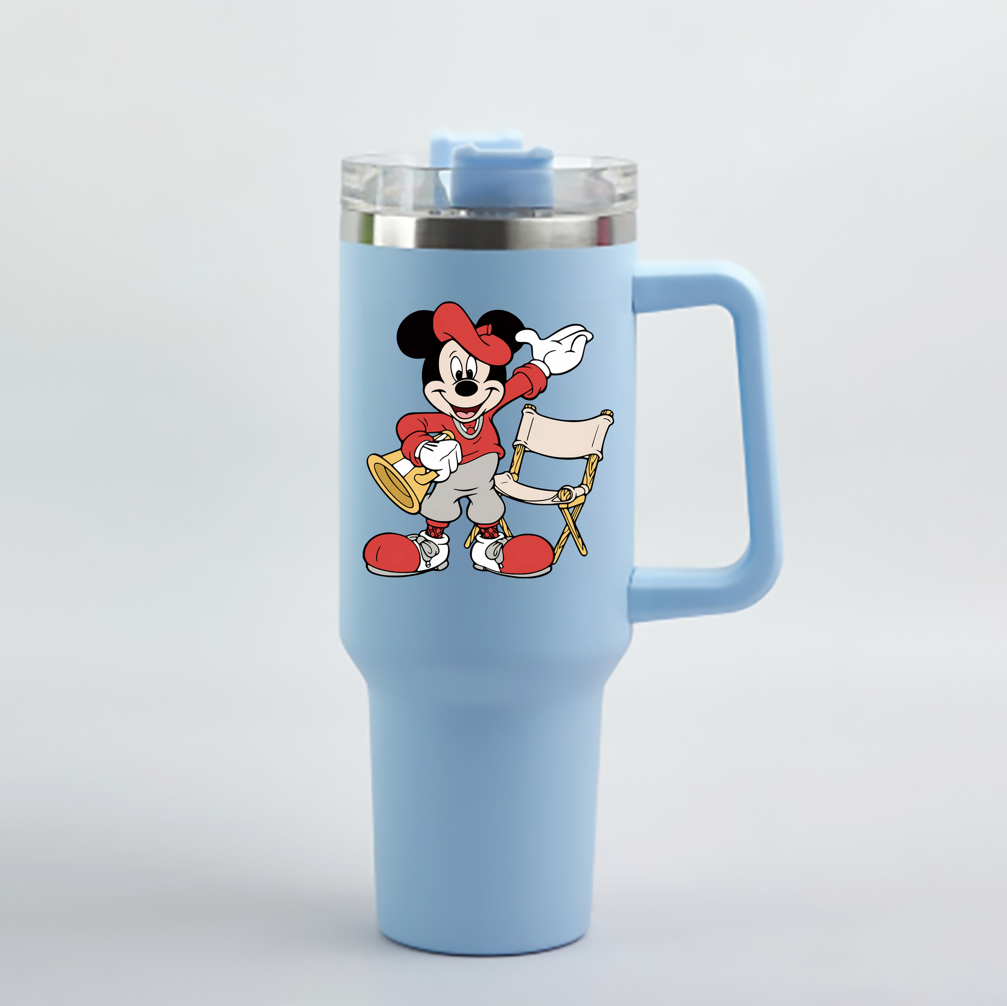 （画像用） ミッキーマウス Mickey Mouse 1200mL車用タンブラー - クリスタルステッカー（プラスチックストロー付き）