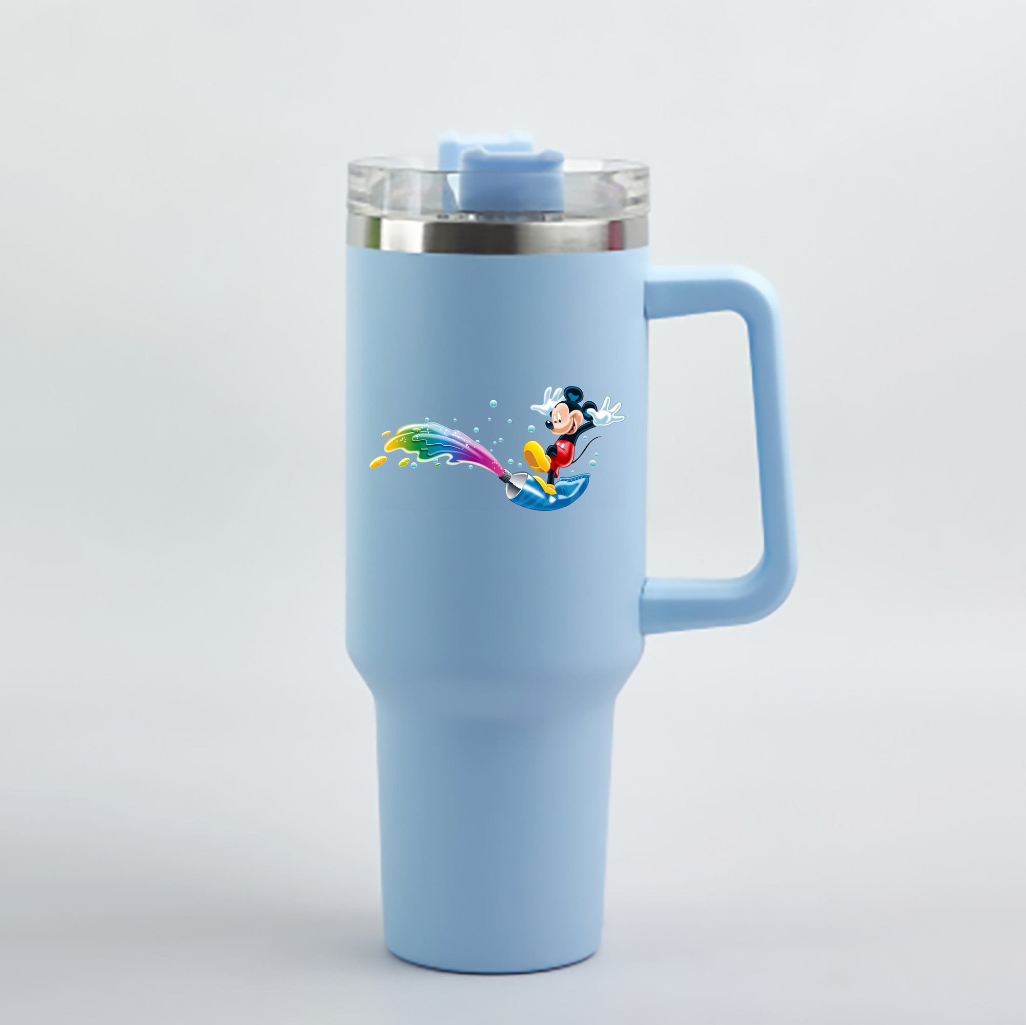 （画像用） ミッキーマウス Mickey Mouse 1200mL車用タンブラー - クリスタルステッカー（プラスチックストロー付き）