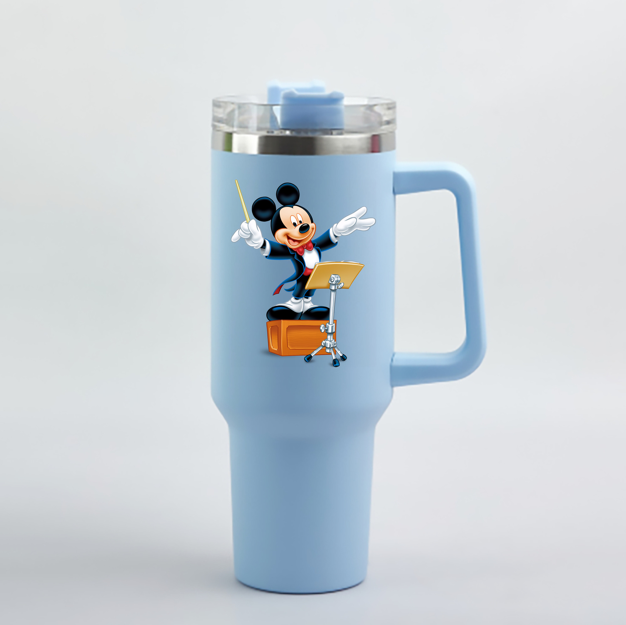 （画像用） ミッキーマウス Mickey Mouse 1200mL車用タンブラー - クリスタルステッカー（プラスチックストロー付き）