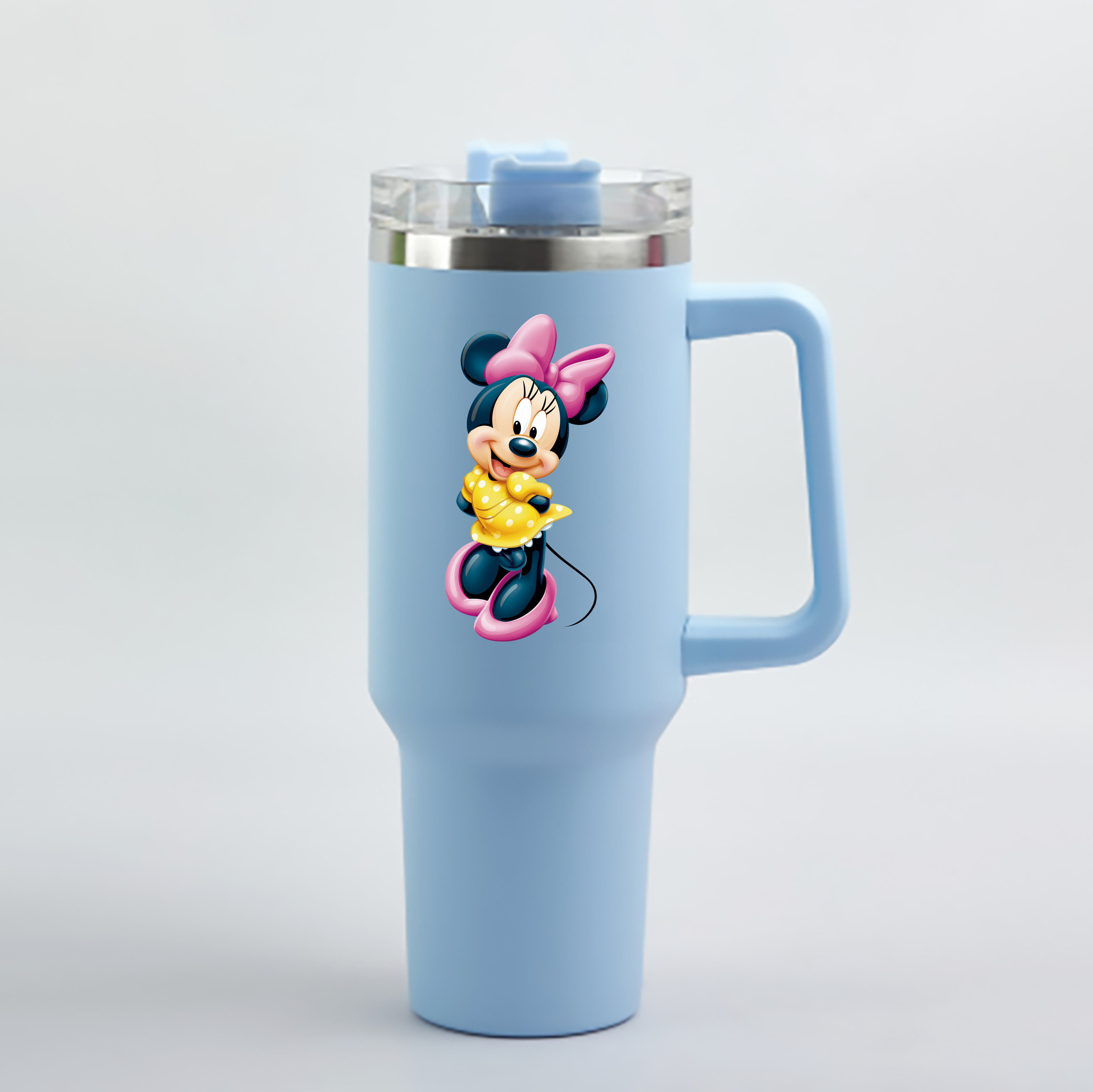 （画像用） ミッキーマウス Mickey Mouse 1200mL車用タンブラー - クリスタルステッカー（プラスチックストロー付き）