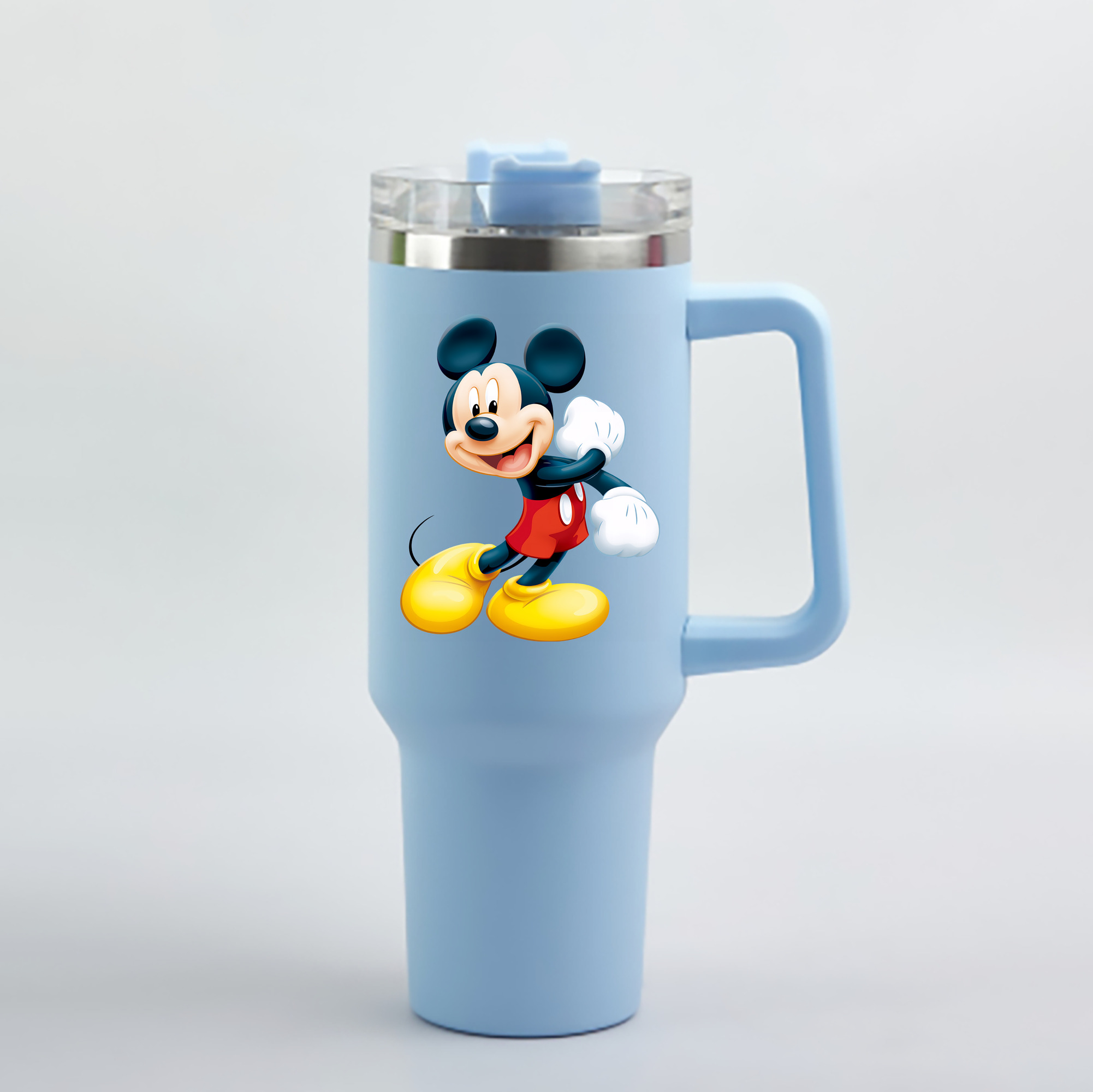 （画像用） ミッキーマウス Mickey Mouse 1200mL車用タンブラー - クリスタルステッカー（プラスチックストロー付き）
