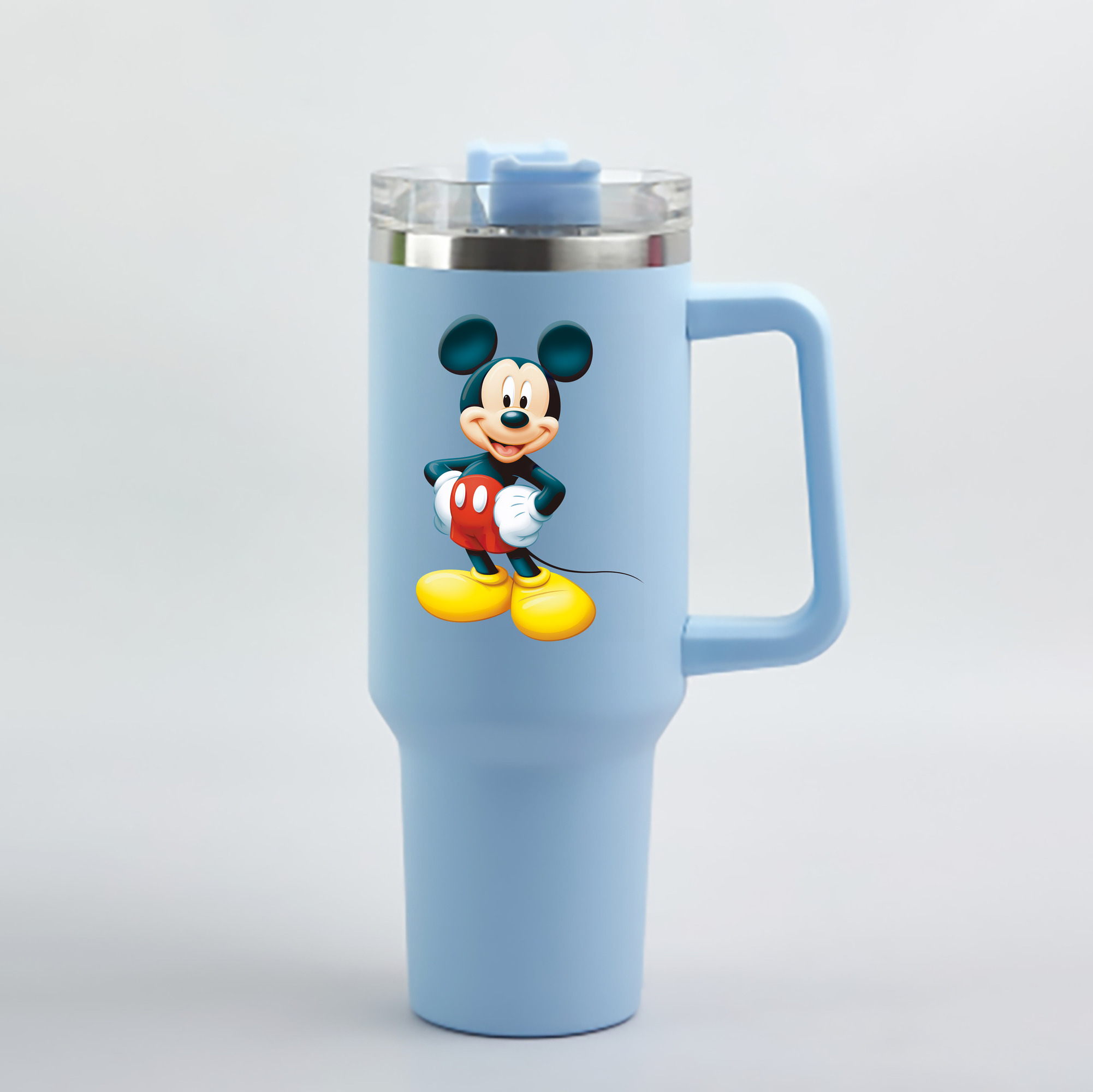（画像用） ミッキーマウス Mickey Mouse 1200mL車用タンブラー - クリスタルステッカー（プラスチックストロー付き）