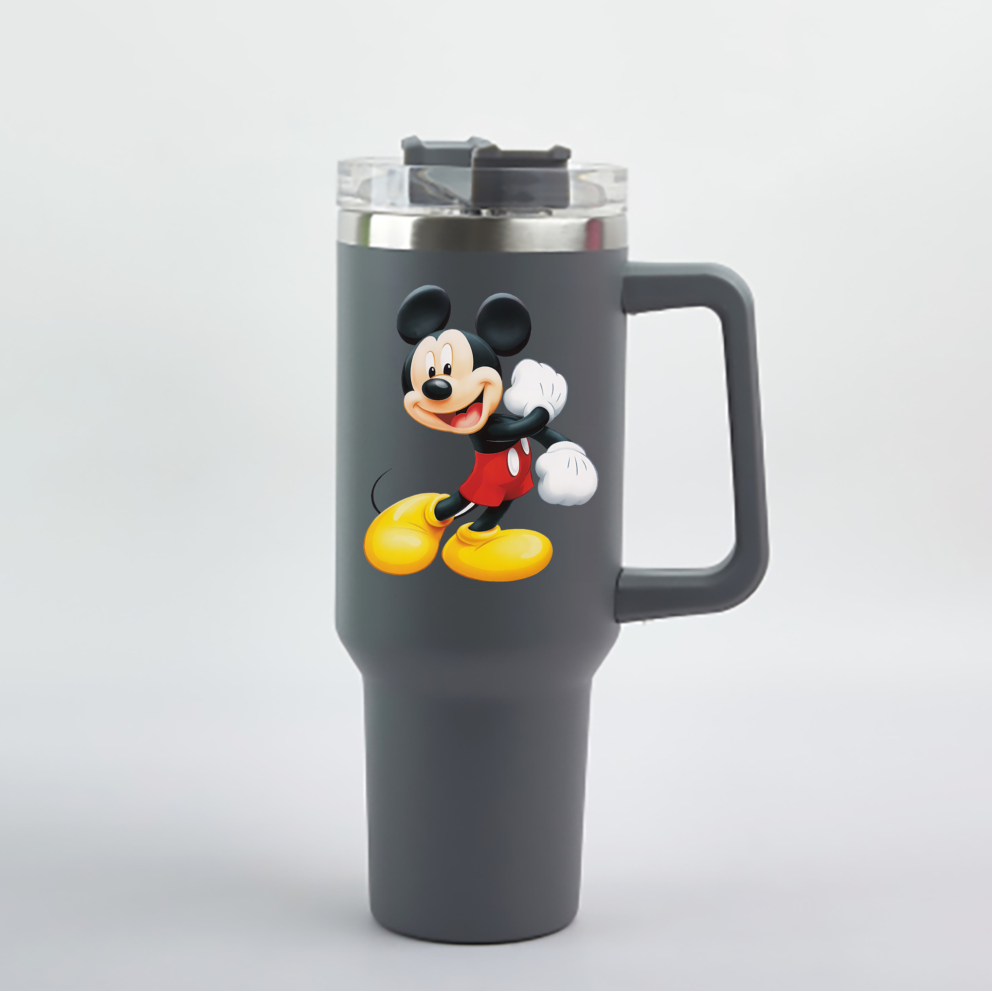 （画像用） ミッキーマウス Mickey Mouse 1200mL車用タンブラー - クリスタルステッカー（プラスチックストロー付き）