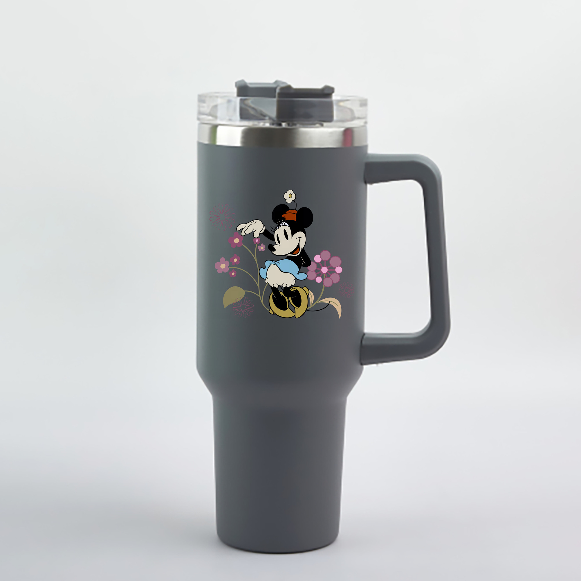 （画像用） ミッキーマウス Mickey Mouse 1200mL車用タンブラー - クリスタルステッカー（プラスチックストロー付き）