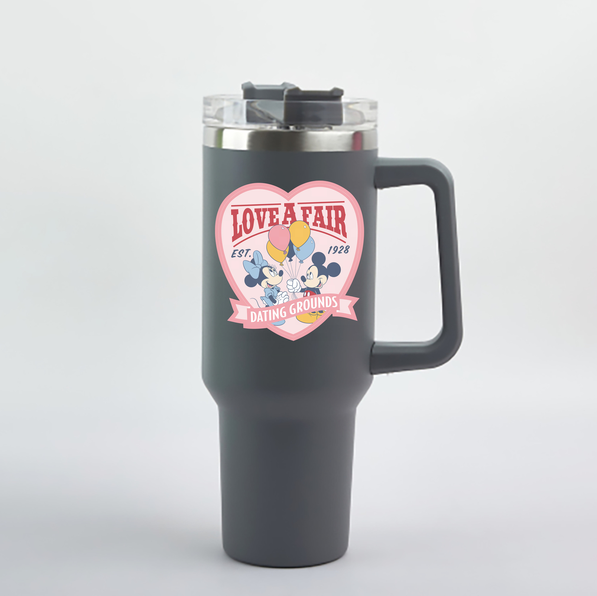 （画像用） ミッキーマウス Mickey Mouse 1200mL車用タンブラー - クリスタルステッカー（プラスチックストロー付き）
