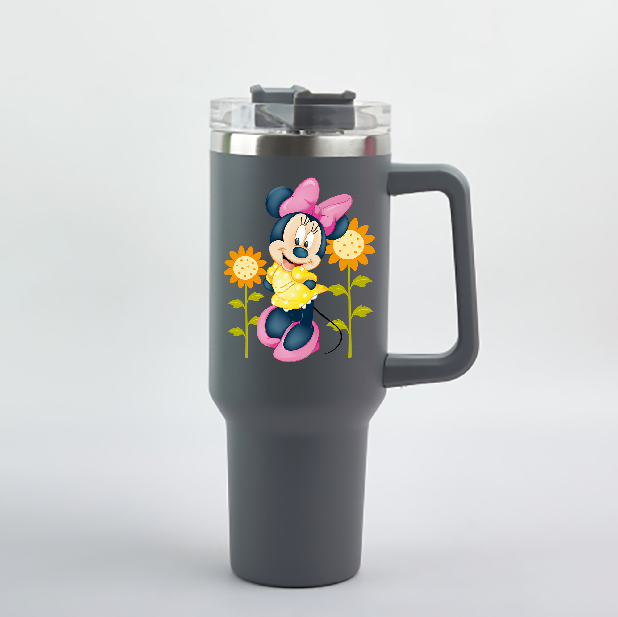 （画像用） ミッキーマウス Mickey Mouse 1200mL車用タンブラー - クリスタルステッカー（プラスチックストロー付き）