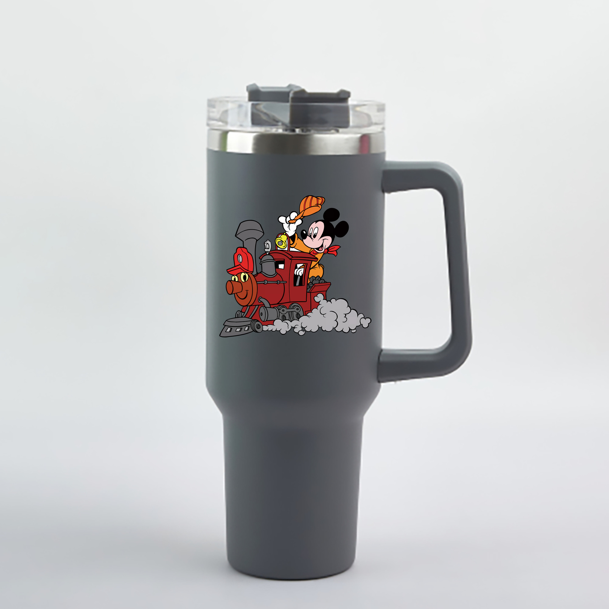 （画像用） ミッキーマウス Mickey Mouse 1200mL車用タンブラー - クリスタルステッカー（プラスチックストロー付き）