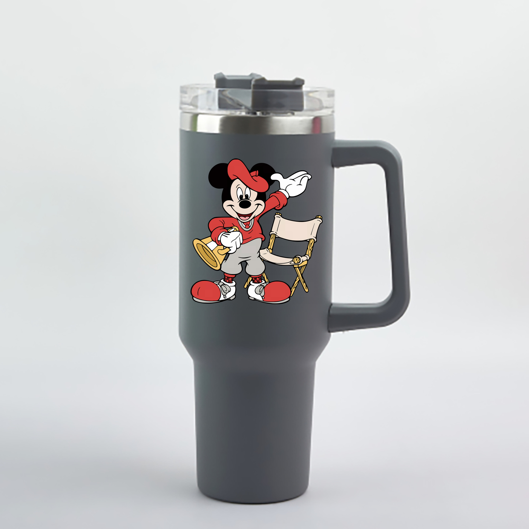（画像用） ミッキーマウス Mickey Mouse 1200mL車用タンブラー - クリスタルステッカー（プラスチックストロー付き）