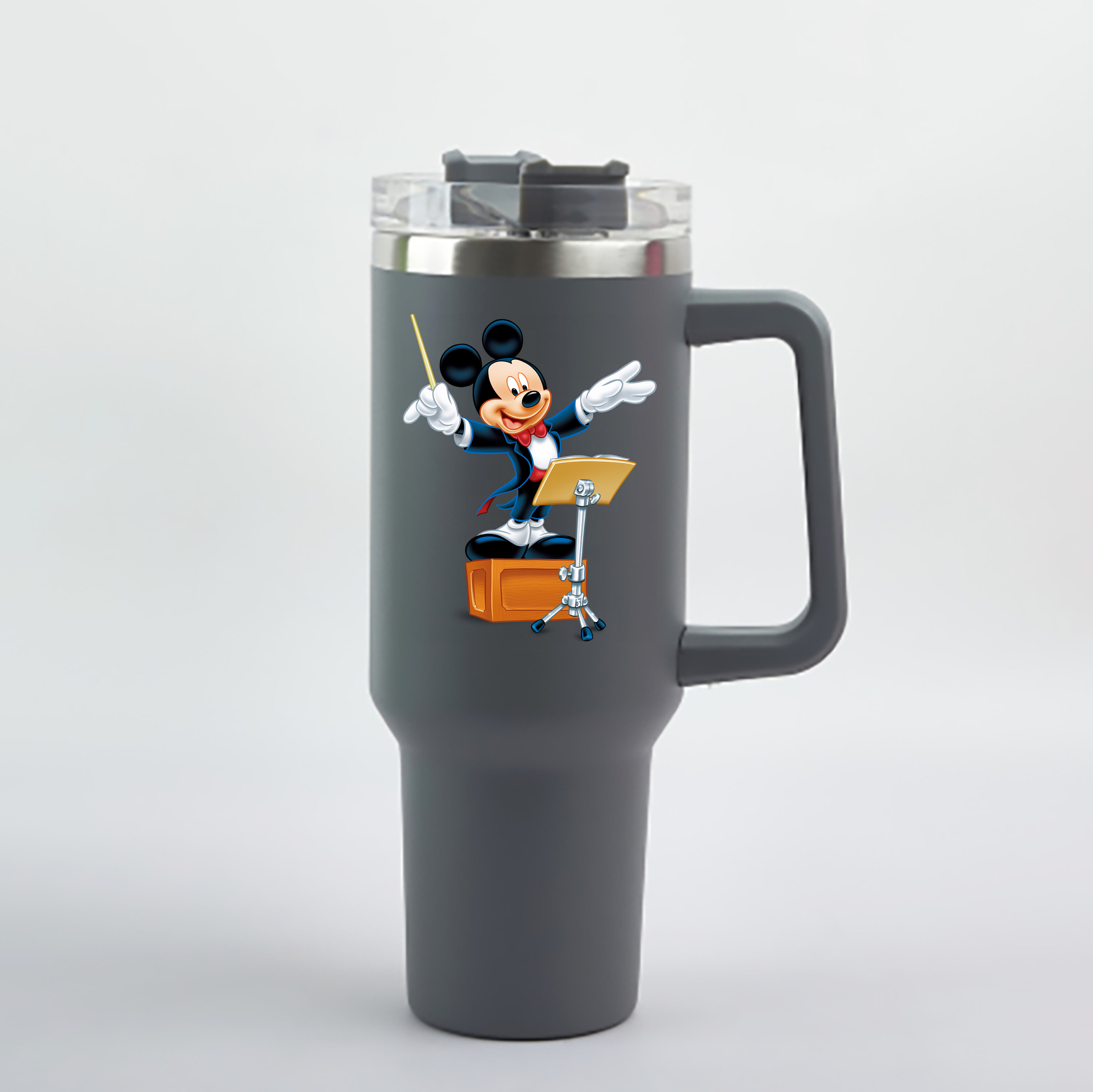 （画像用） ミッキーマウス Mickey Mouse 1200mL車用タンブラー - クリスタルステッカー（プラスチックストロー付き）