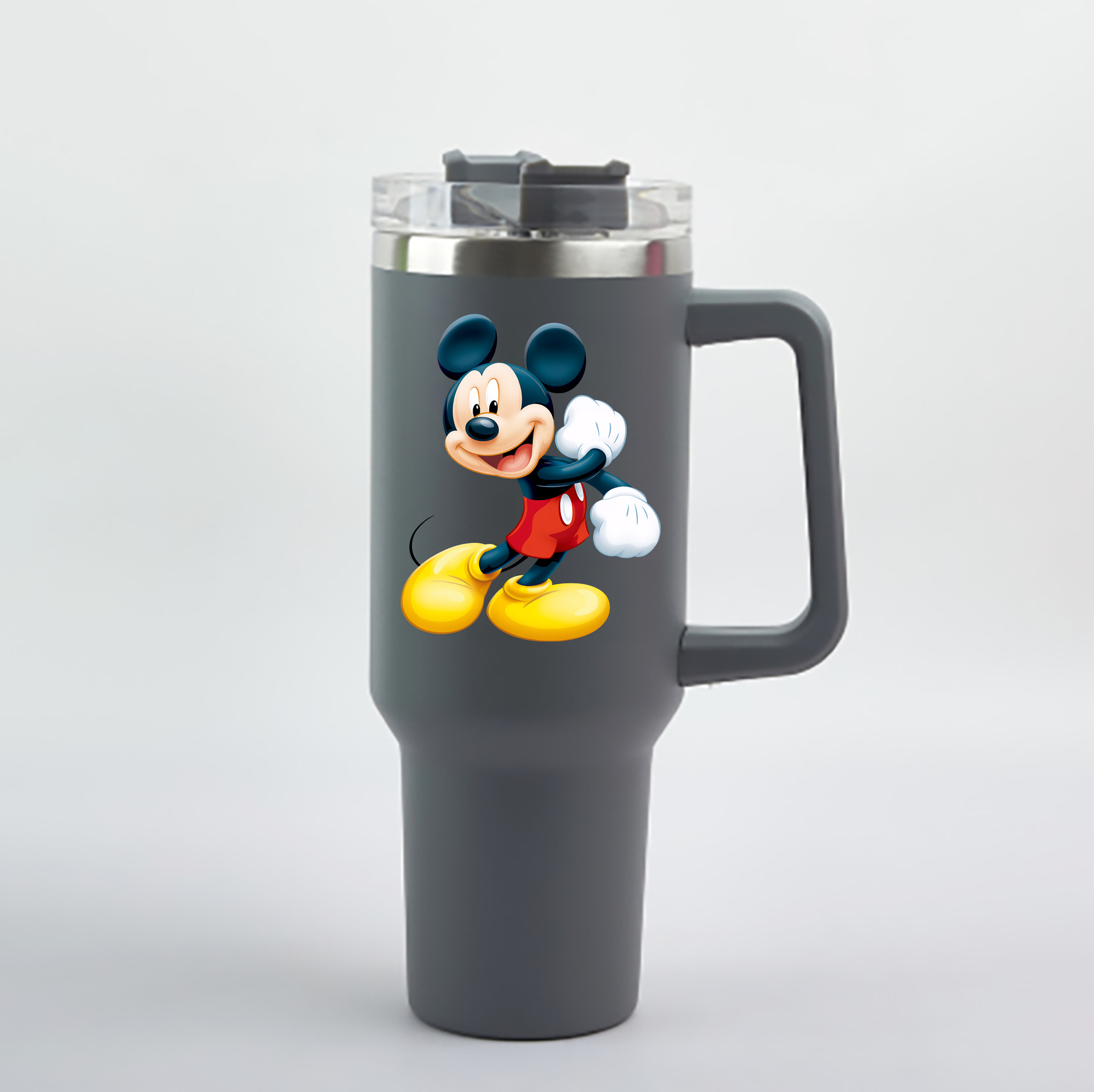 （画像用） ミッキーマウス Mickey Mouse 1200mL車用タンブラー - クリスタルステッカー（プラスチックストロー付き）