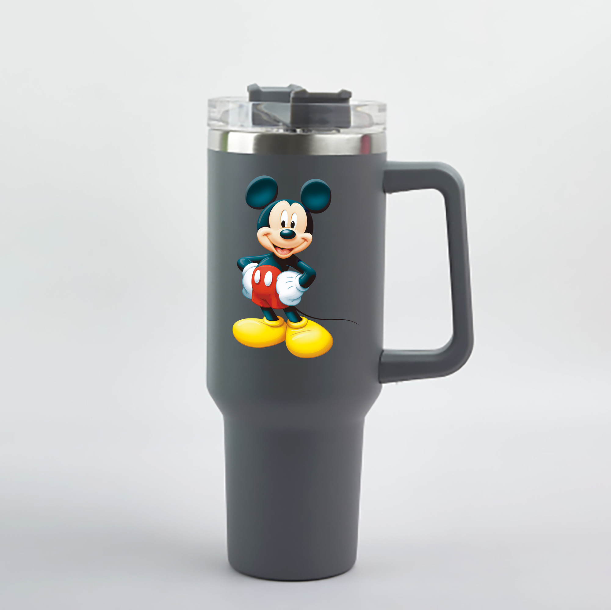 （画像用） ミッキーマウス Mickey Mouse 1200mL車用タンブラー - クリスタルステッカー（プラスチックストロー付き）