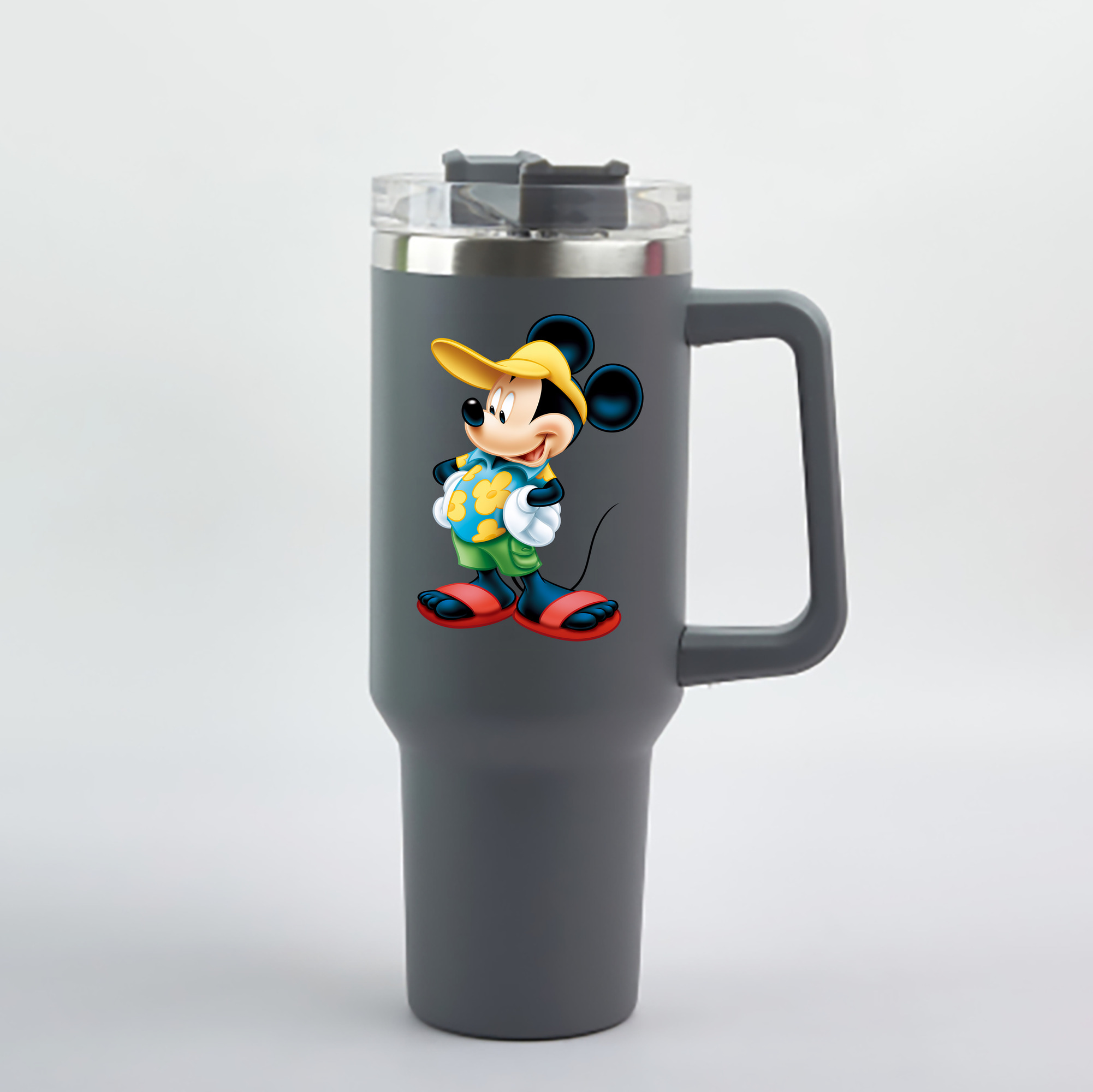 （画像用） ミッキーマウス Mickey Mouse 1200mL車用タンブラー - クリスタルステッカー（プラスチックストロー付き）