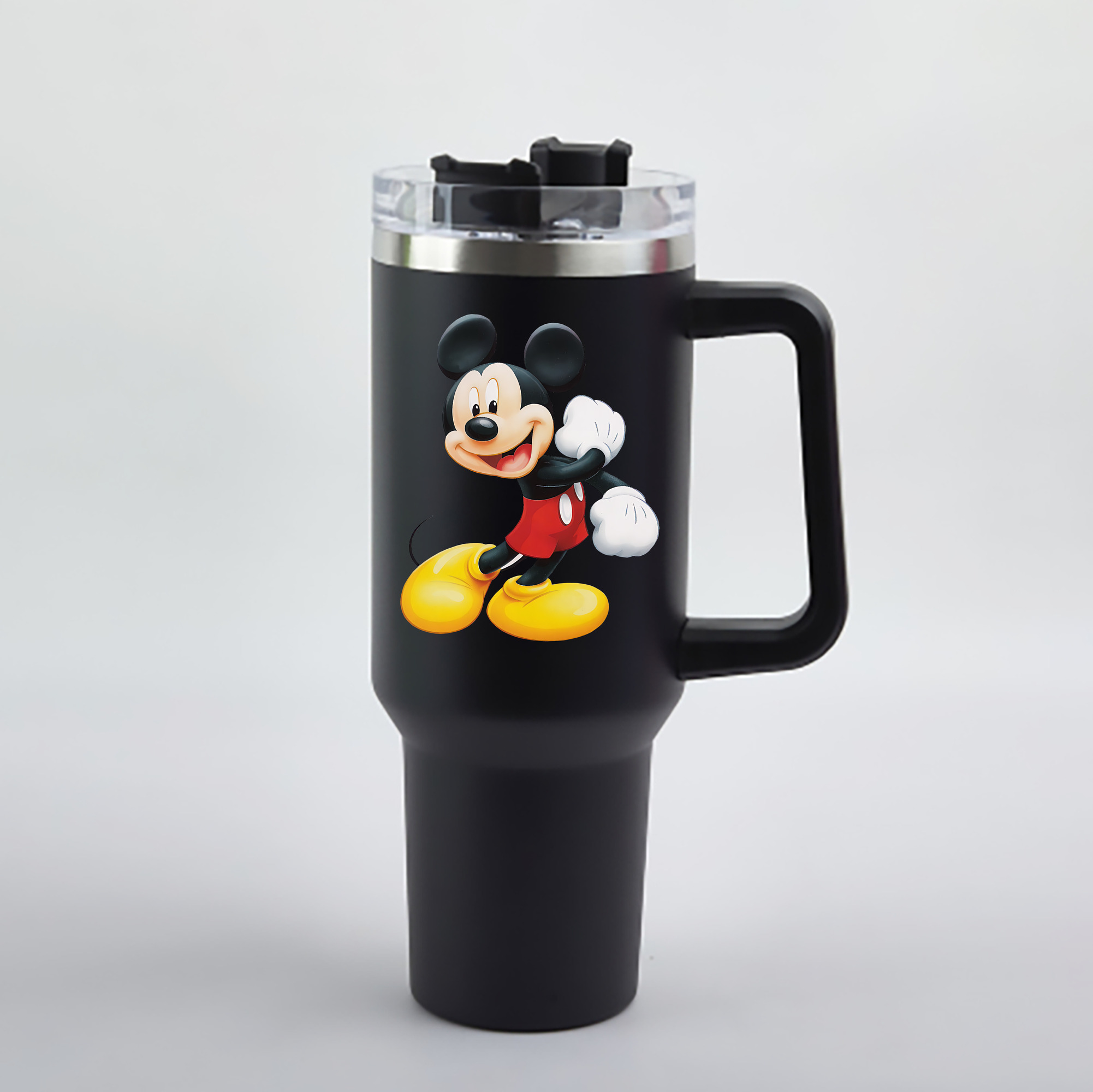 （画像用） ミッキーマウス Mickey Mouse 1200mL車用タンブラー - クリスタルステッカー（プラスチックストロー付き）
