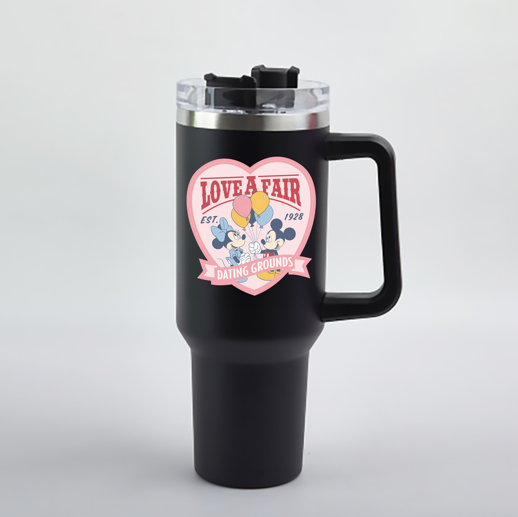 （画像用） ミッキーマウス Mickey Mouse 1200mL車用タンブラー - クリスタルステッカー（プラスチックストロー付き）