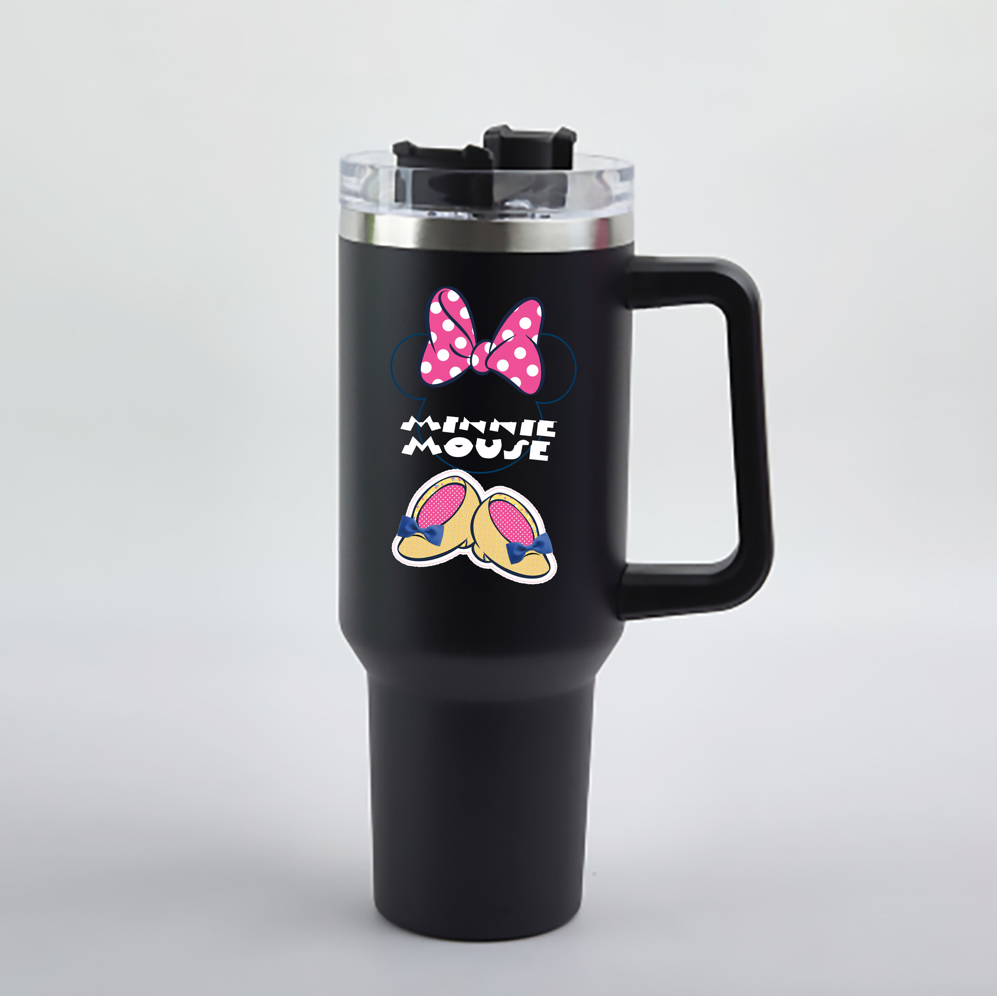 （画像用） ミッキーマウス Mickey Mouse 1200mL車用タンブラー - クリスタルステッカー（プラスチックストロー付き）