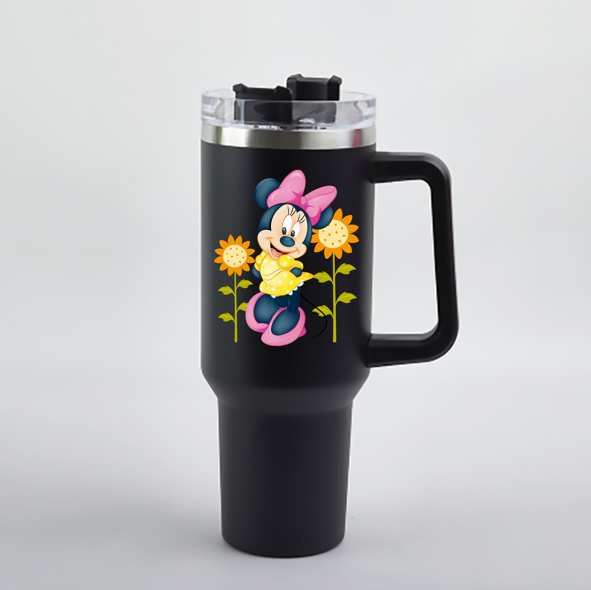 （画像用） ミッキーマウス Mickey Mouse 1200mL車用タンブラー - クリスタルステッカー（プラスチックストロー付き）