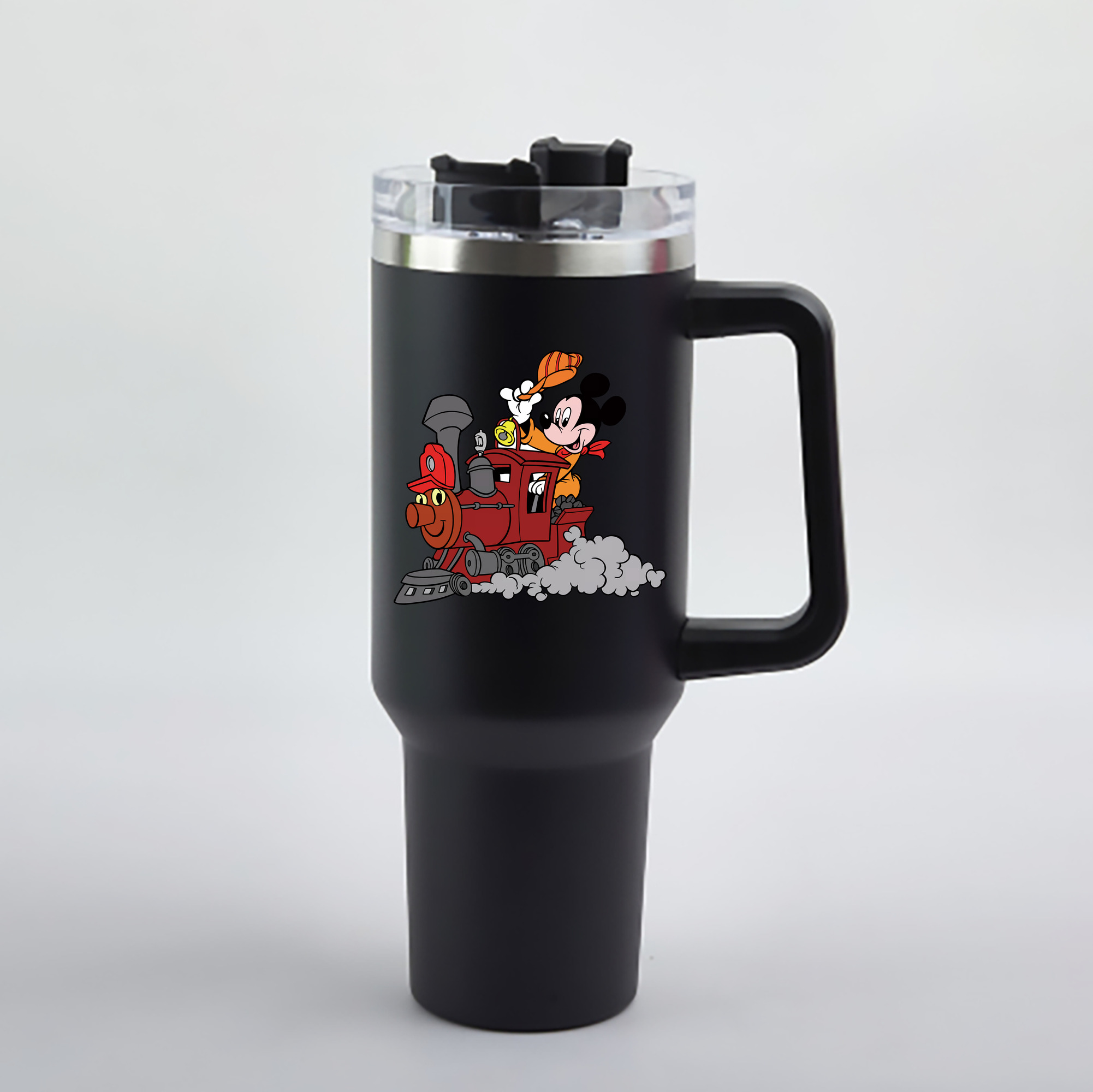 （画像用） ミッキーマウス Mickey Mouse 1200mL車用タンブラー - クリスタルステッカー（プラスチックストロー付き）