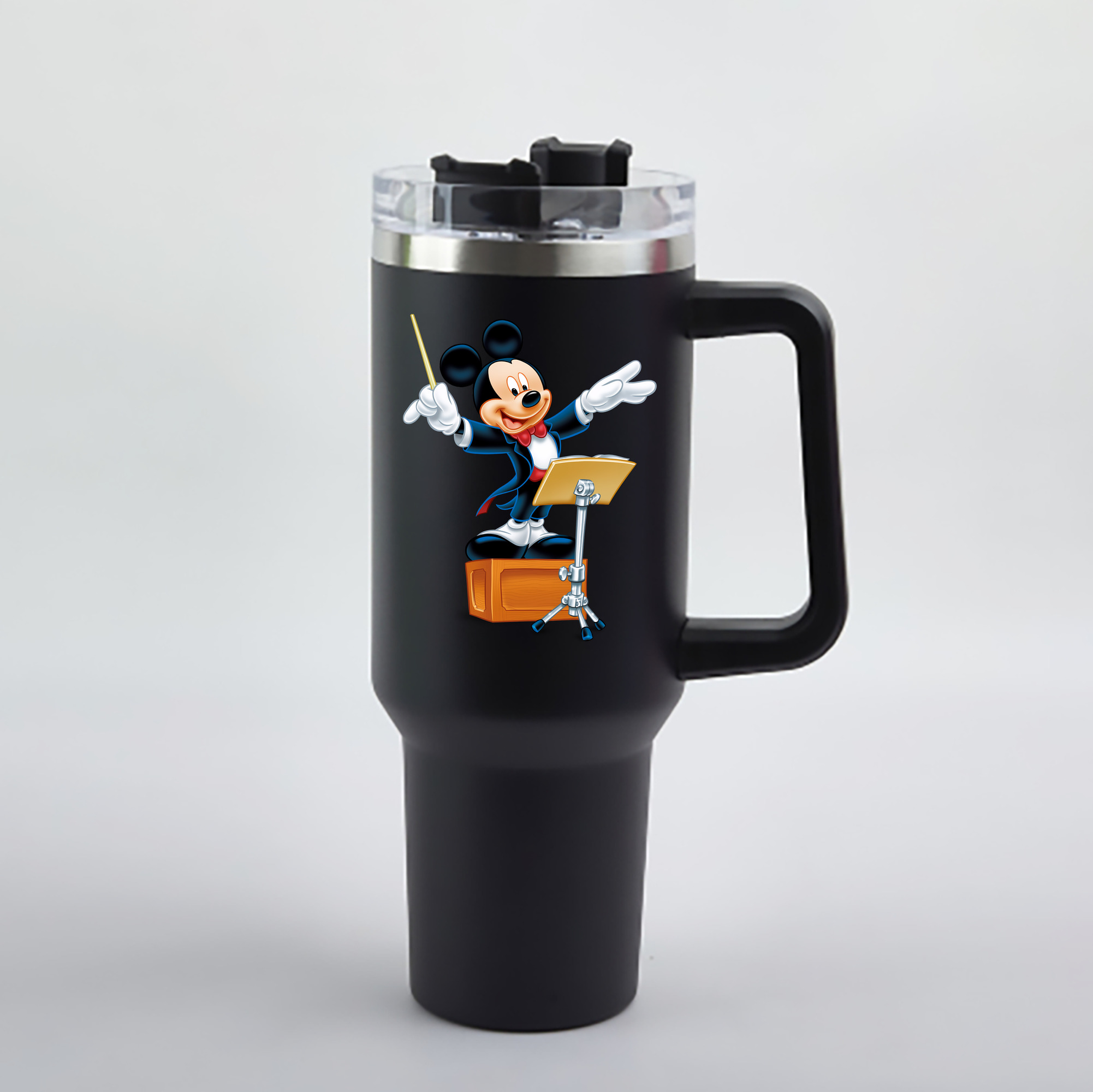 （画像用） ミッキーマウス Mickey Mouse 1200mL車用タンブラー - クリスタルステッカー（プラスチックストロー付き）