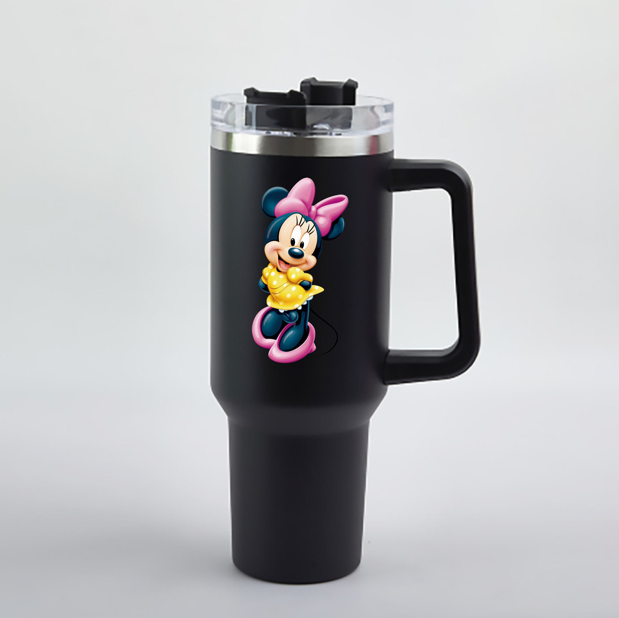 （画像用） ミッキーマウス Mickey Mouse 1200mL車用タンブラー - クリスタルステッカー（プラスチックストロー付き）