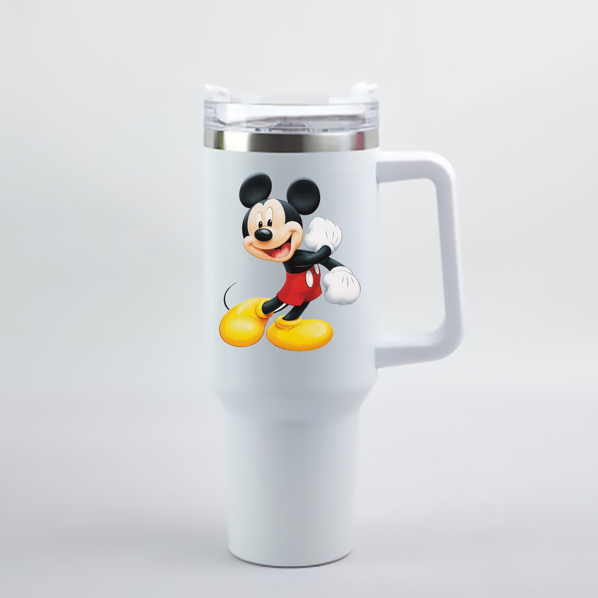 （画像用） ミッキーマウス Mickey Mouse 1200mL車用タンブラー - クリスタルステッカー（プラスチックストロー付き）