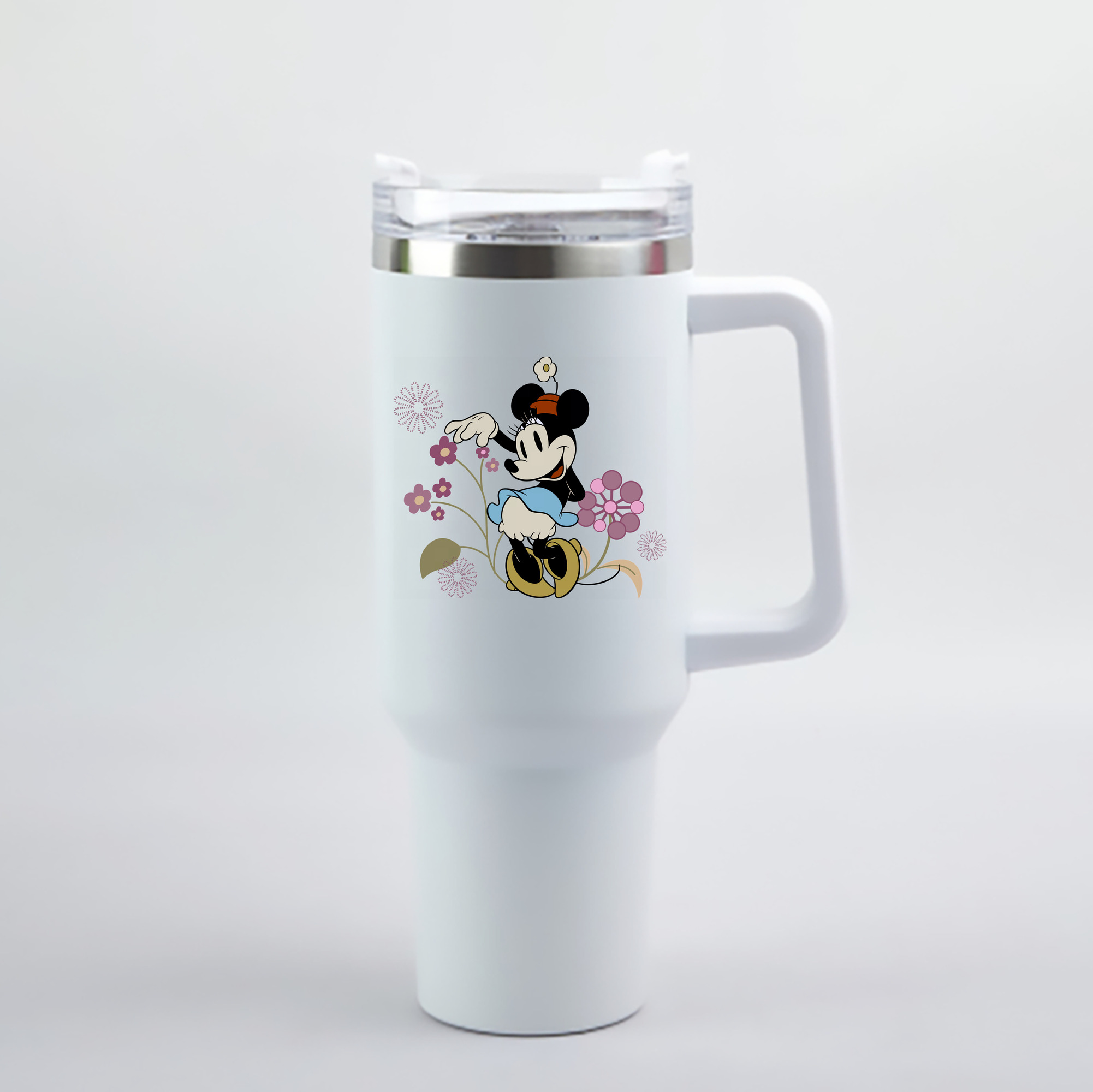 （画像用） ミッキーマウス Mickey Mouse 1200mL車用タンブラー - クリスタルステッカー（プラスチックストロー付き）