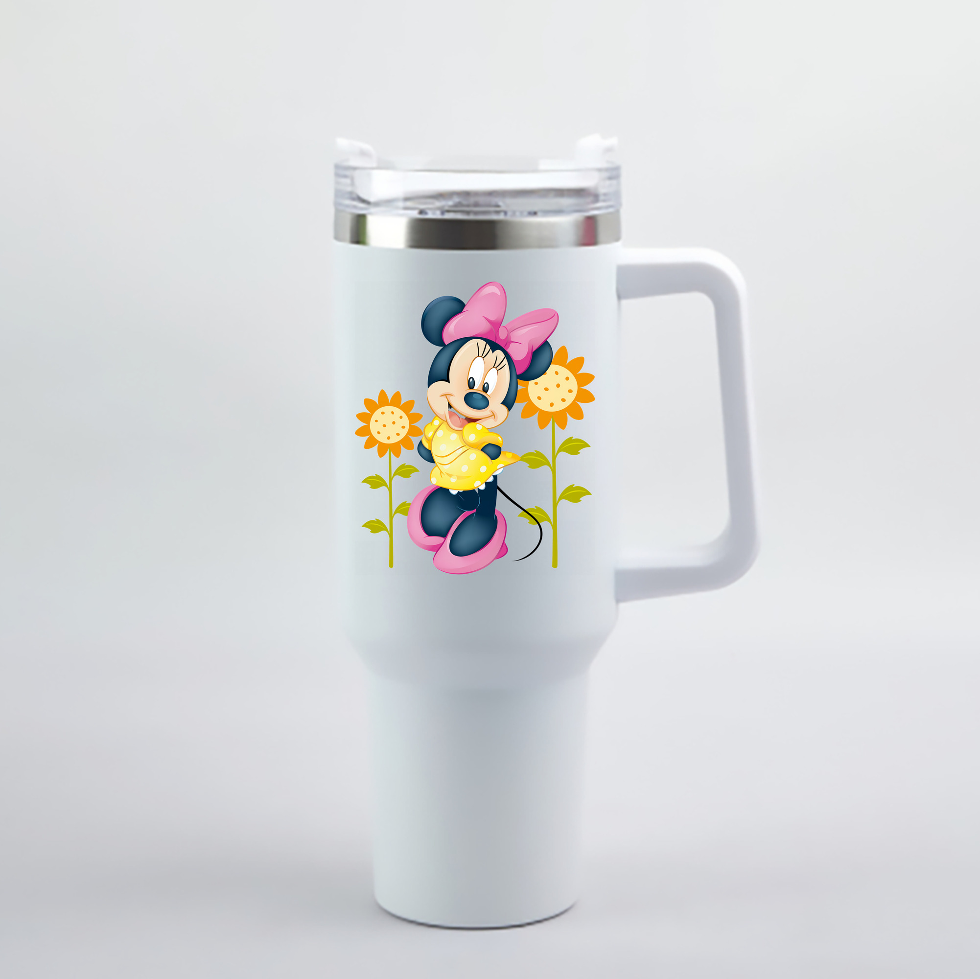 （画像用） ミッキーマウス Mickey Mouse 1200mL車用タンブラー - クリスタルステッカー（プラスチックストロー付き）