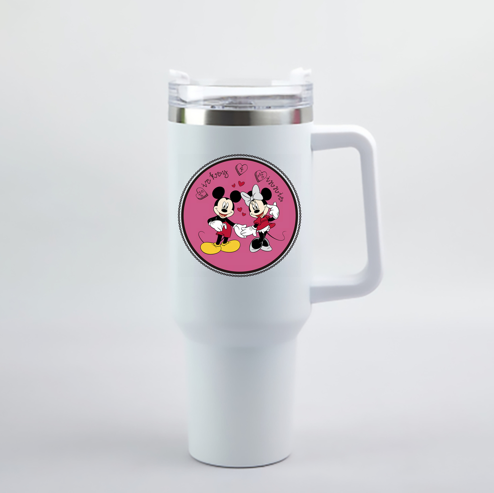 （画像用） ミッキーマウス Mickey Mouse 1200mL車用タンブラー - クリスタルステッカー（プラスチックストロー付き）