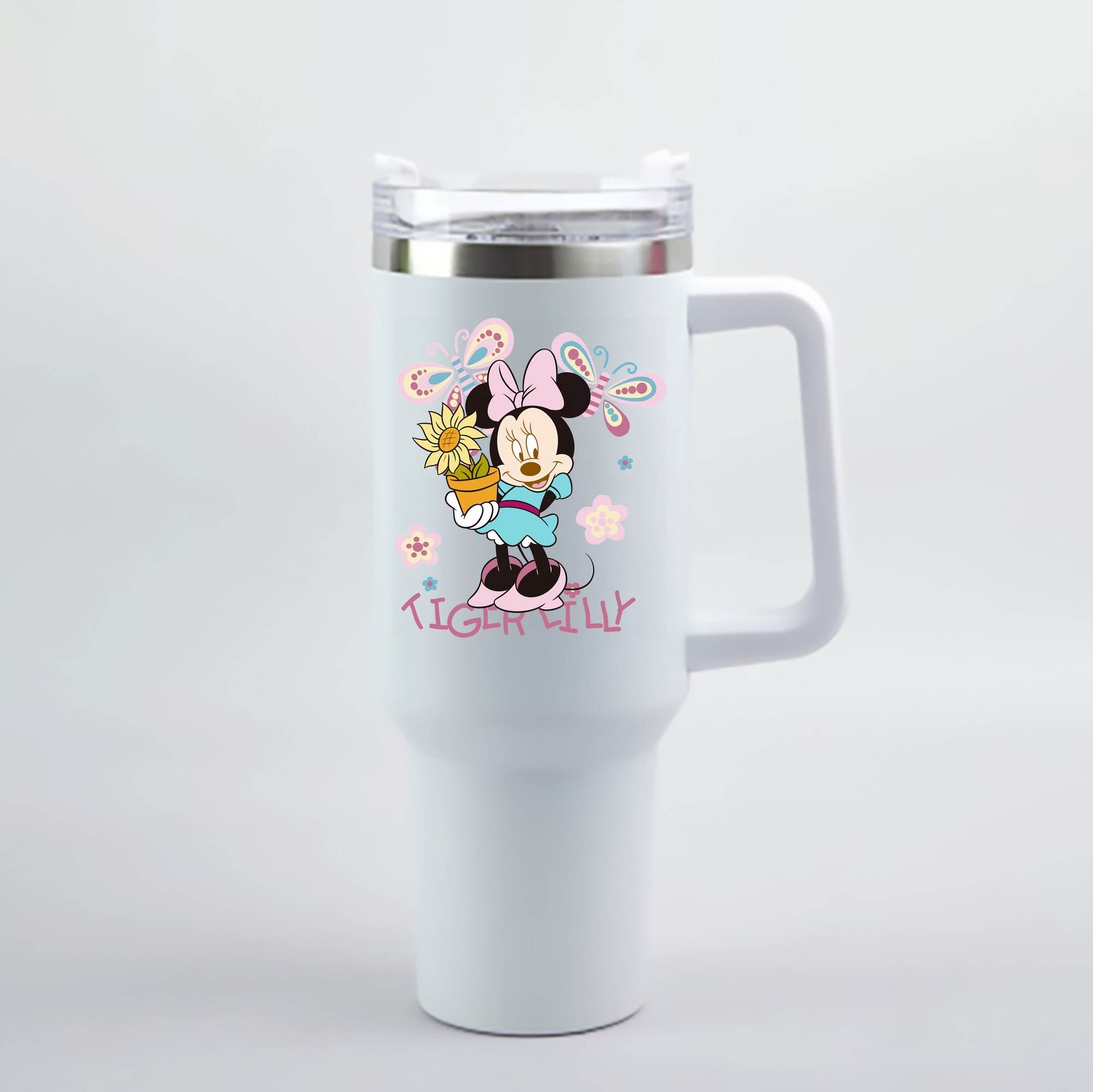 （画像用） ミッキーマウス Mickey Mouse 1200mL車用タンブラー - クリスタルステッカー（プラスチックストロー付き）