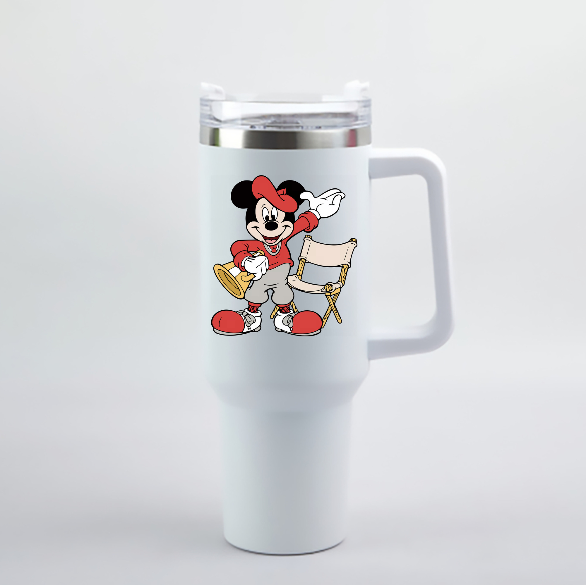 （画像用） ミッキーマウス Mickey Mouse 1200mL車用タンブラー - クリスタルステッカー（プラスチックストロー付き）